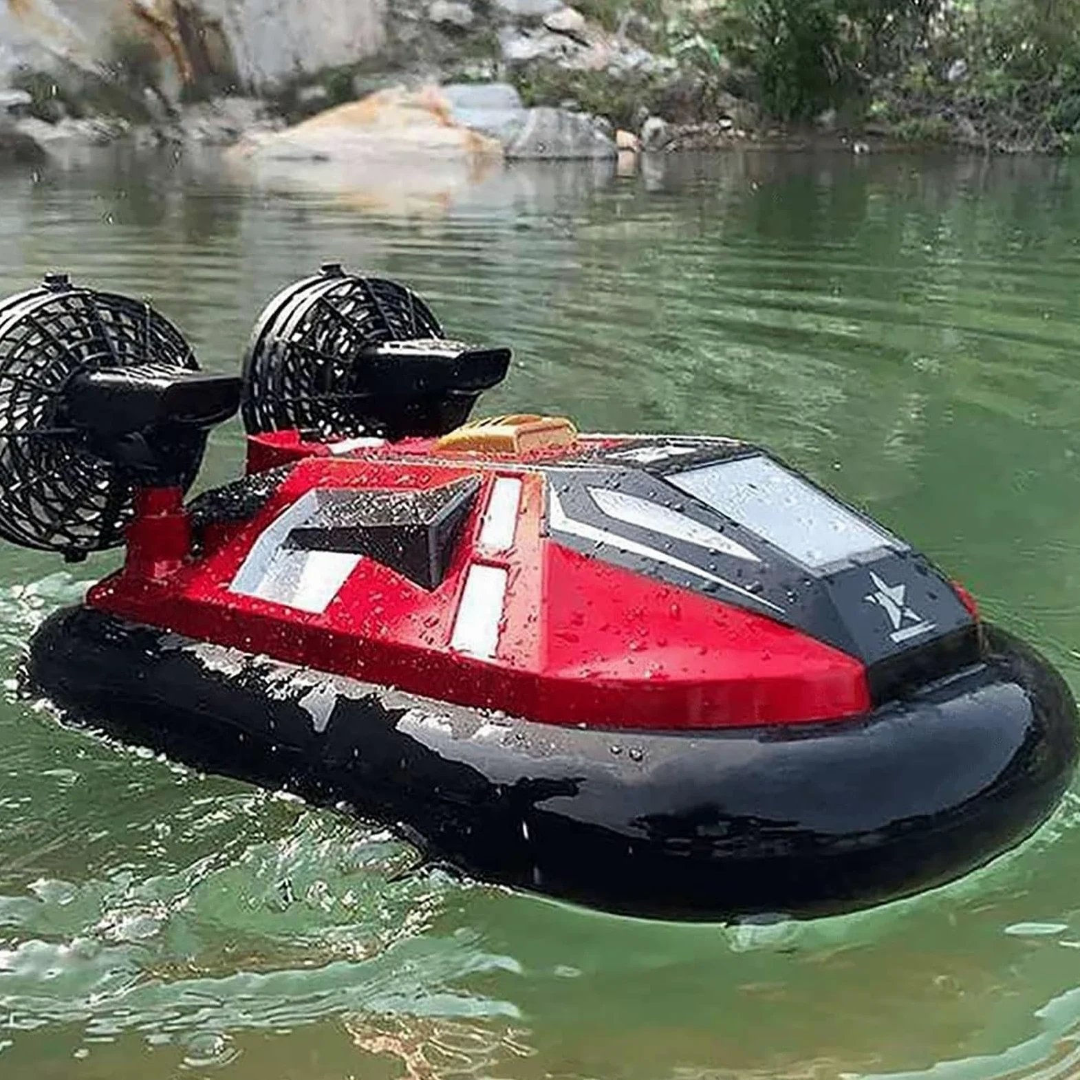 Generico 2.4G Veicolo RC, RC Nave Barca telecomandata Hovercraft Anfibio Tutti i Terreni Acqua Spiaggia Piscina Barca radiocomandata Impermeabile Giocattoli elettrici