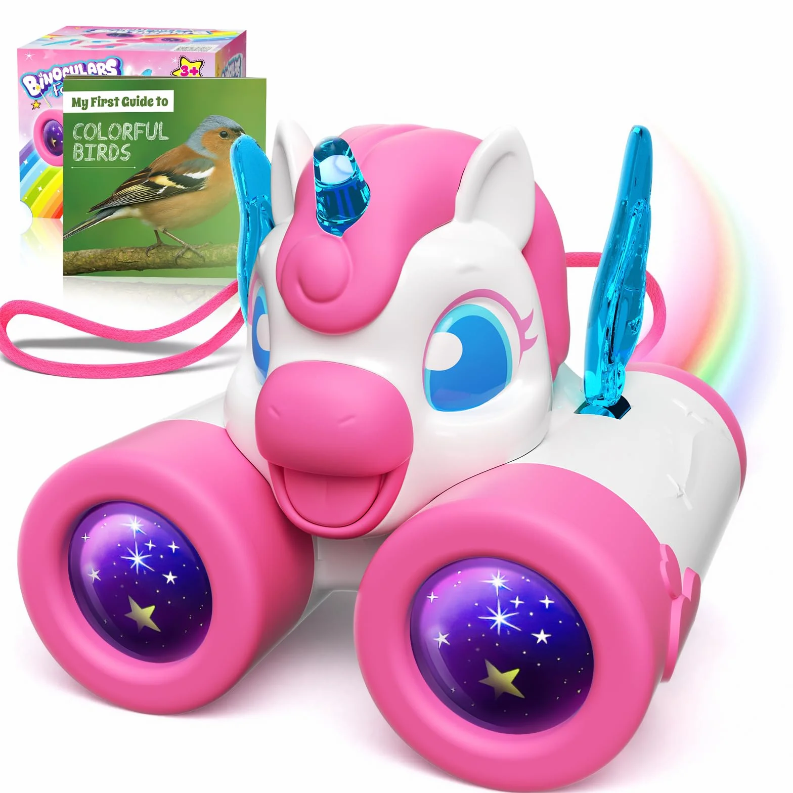 Binocolo Bambini con Guida Uccelli, Unicorno Bambina Regalo 3-12 Anni Giochi Bambina 3 4 5 6 7 8 9 Anni, Giocattolo Bambini Gioco Bimba 3-10 Anni Femmina Esterno Giardino Educativo Regali Compleanno
