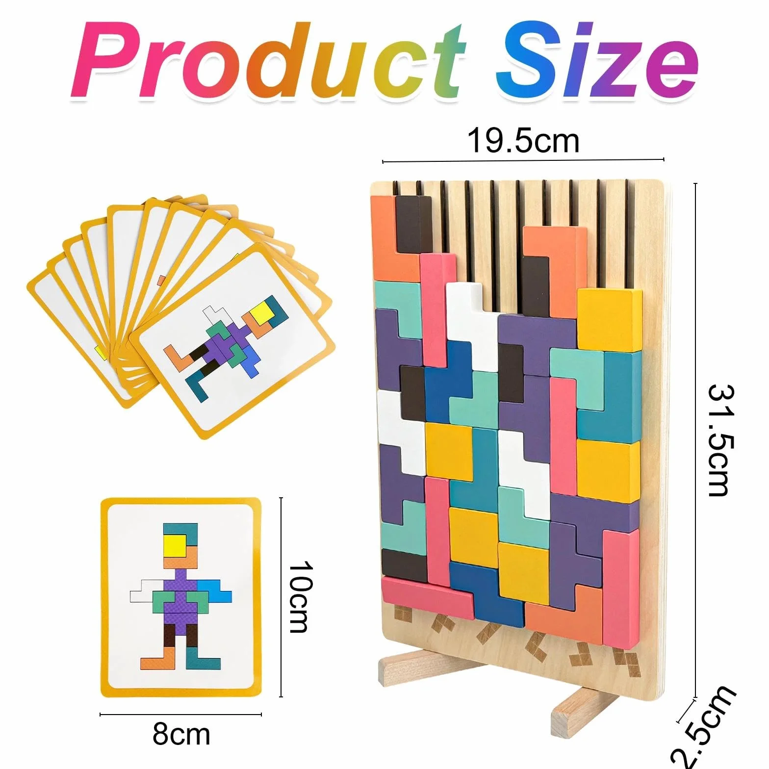 Giochi Intelligenti per Bambini Tetris Tumble Puzzle 3D di Legno Montessori Rompicapo dai 3 Anni