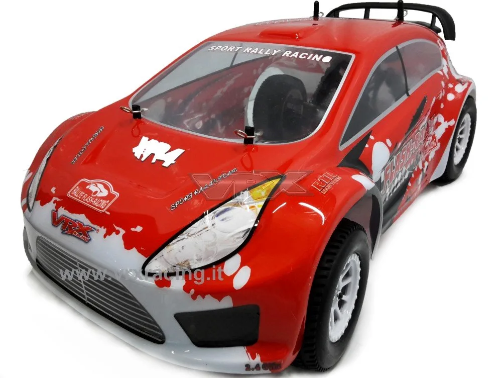 VRX Stradale Flash Rally 1/10 con motore a scoppio GO18 con cambio a 2 marce N2 con telaio in metallo radio 2.4ghz 4WD RTR carrozzeria rossa R0159R