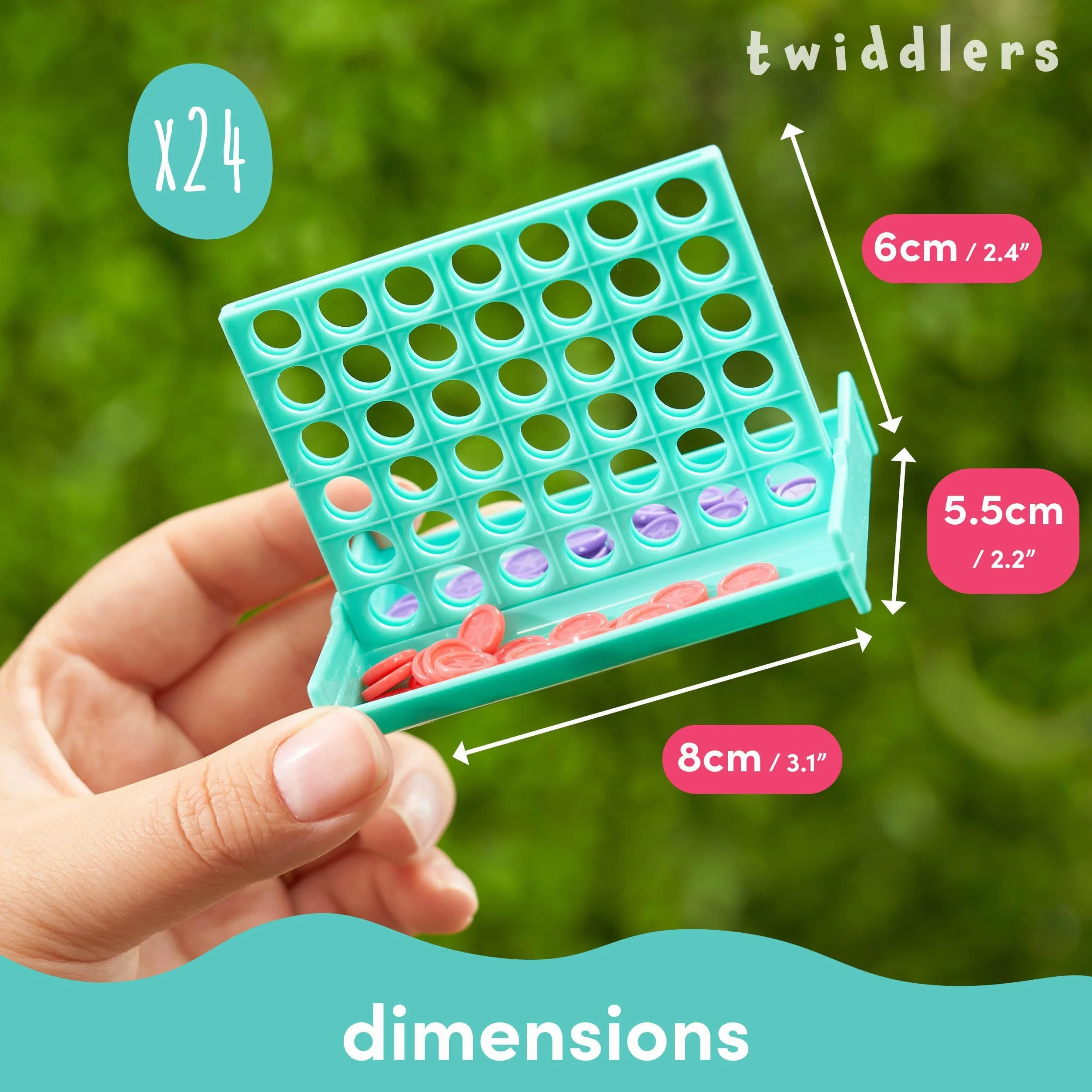 THE TWIDDLERS 24 Mini Giochi da Tavolo Quattro in Fila per Bambini 3+ Anni - Set 4 Colori Assortiti