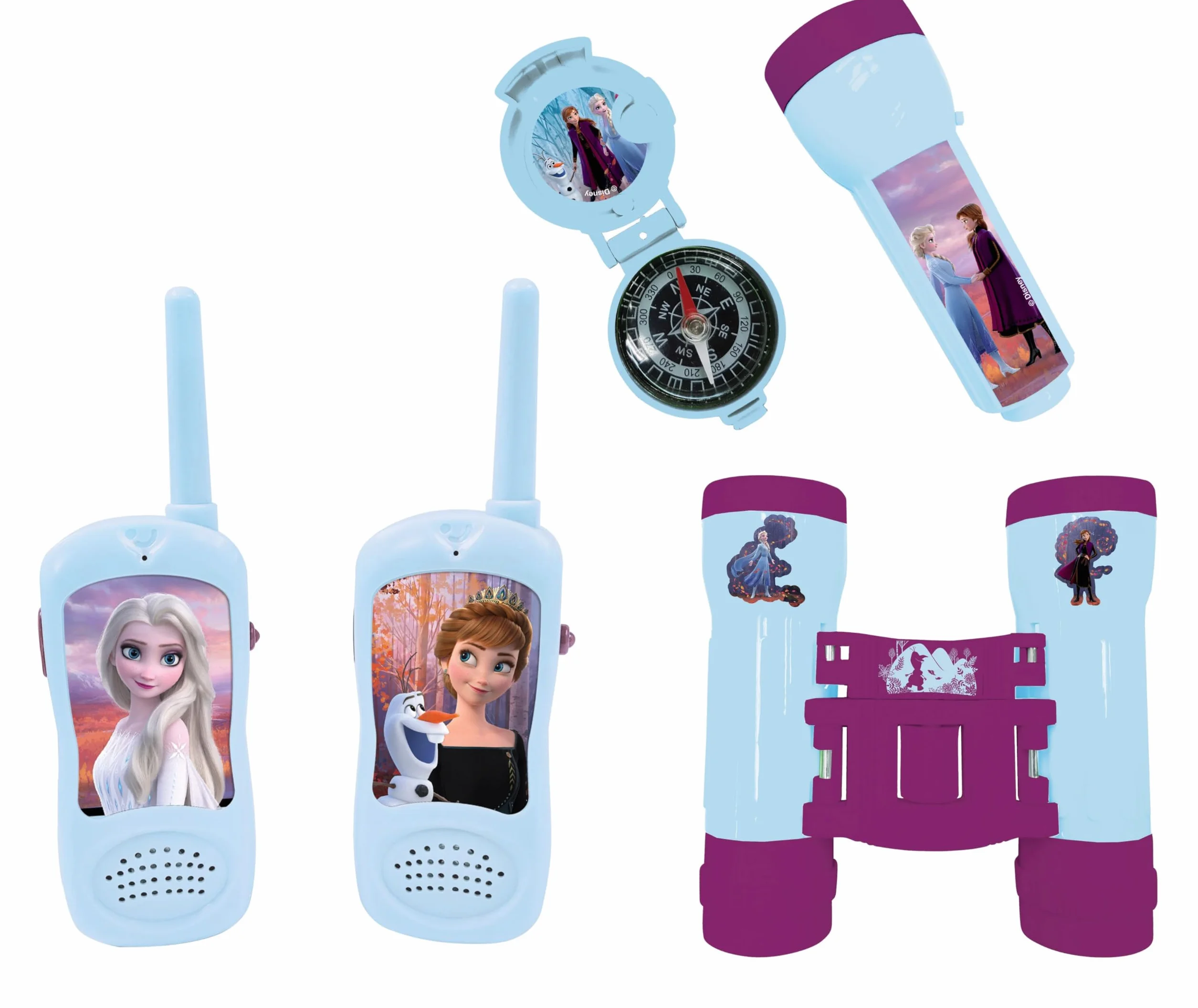 Lexibook Frozen RPTW12FZLXB Zestaw Walkie-Talkie 120m Binocolo Bussola Torcia