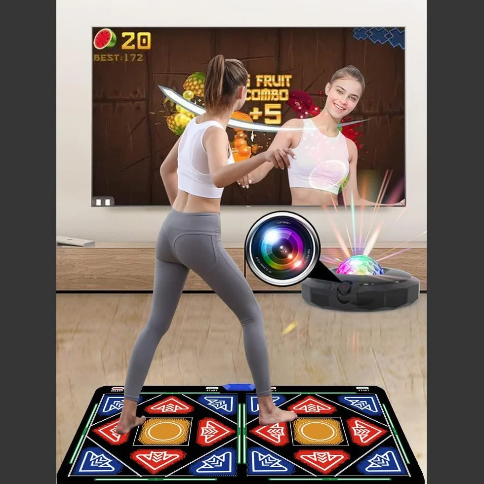Tappeto da Ballo Elettronico con Fotocamera, 64 GB Scheda di Memoria, 1030 Giochi, 81 Video Musicali, 700 Canzoni
