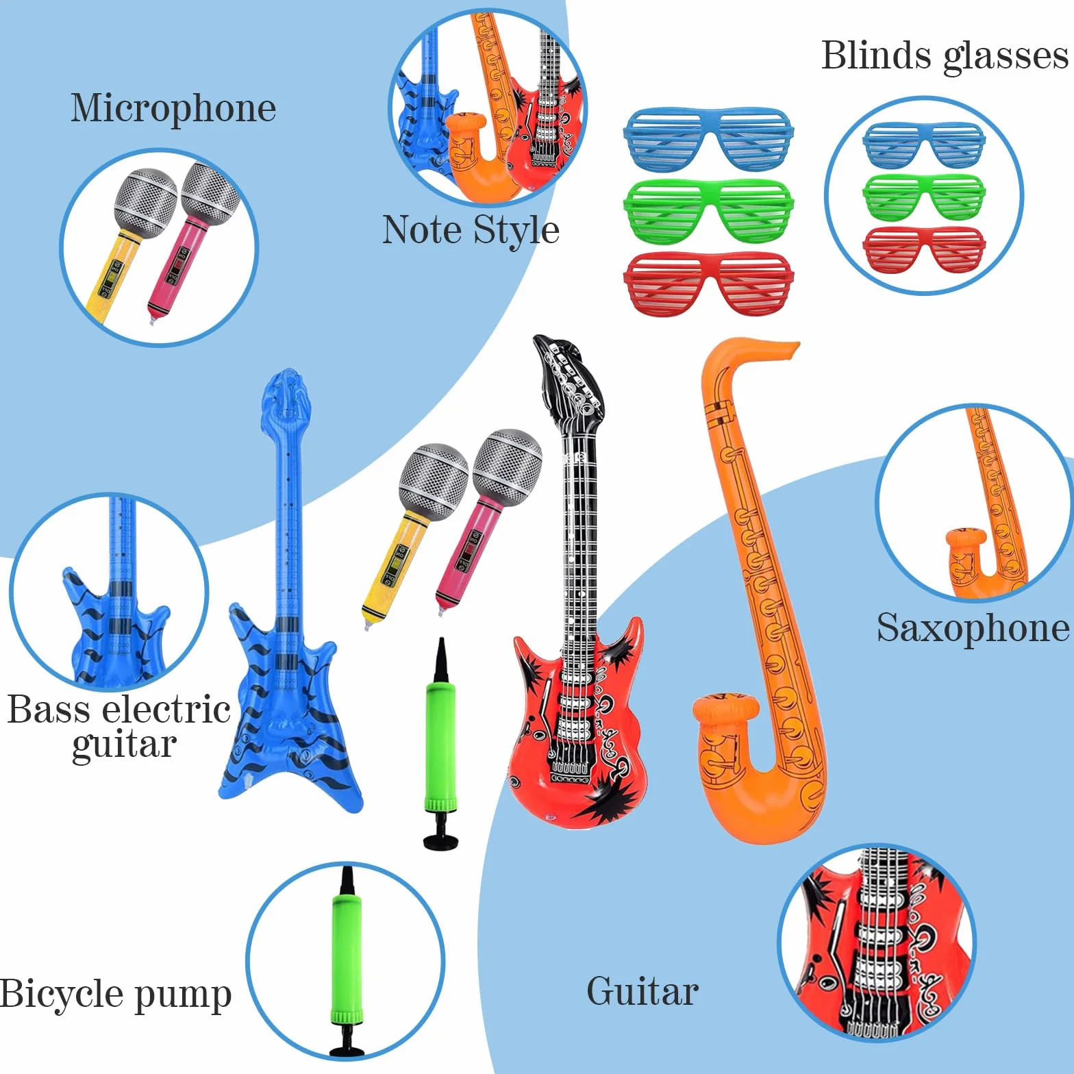 Chitarra Elettrica Bambini 9 Pezzi Giocattolo Strumenti Musicali Gonfiabili Microfono