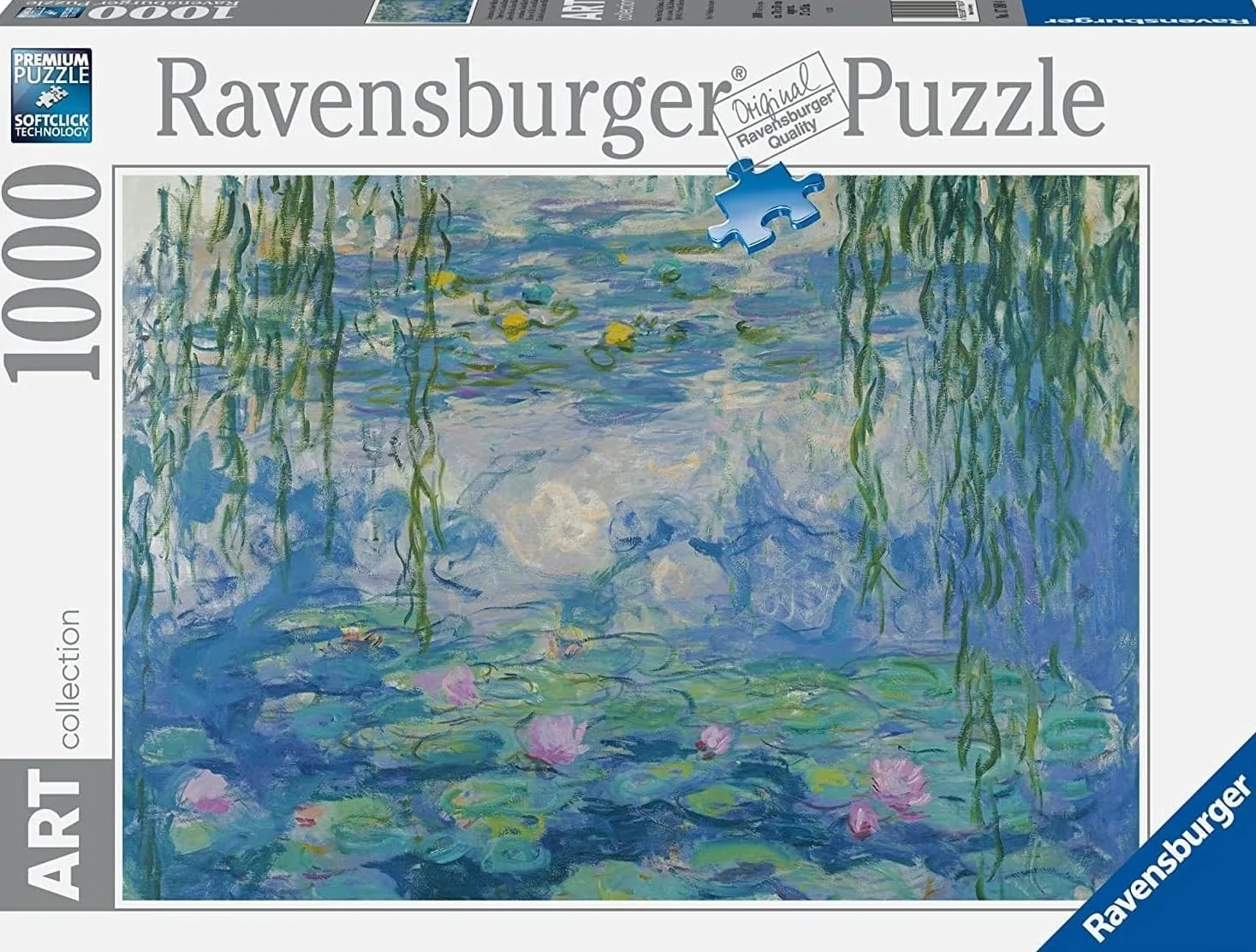 Ravensburger Puzzle 1000 pezzi Art Collection, Monet: Waterlilies – Puzzle Adulti +14 anni, 70 x 50 cm, Puzzle per Adulti Arte, Idee Regalo