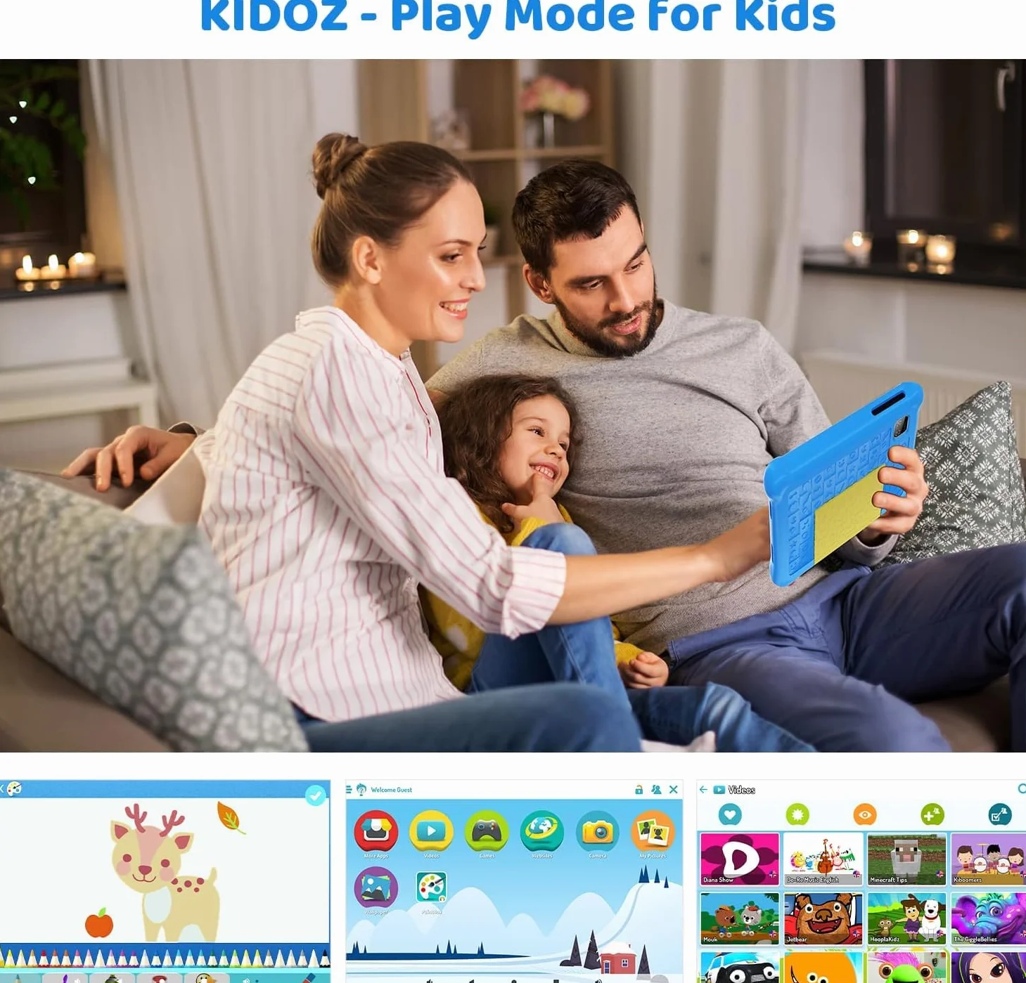 HotLight Tablet Bambini 7 Pollici Kids Tablet con Controllo Parentale, Android 13 Tablet, Quad-core Processore Doppia Fotocamera, Wifi Bluetooth, Tablet per Bambini con Custodia(Blue)