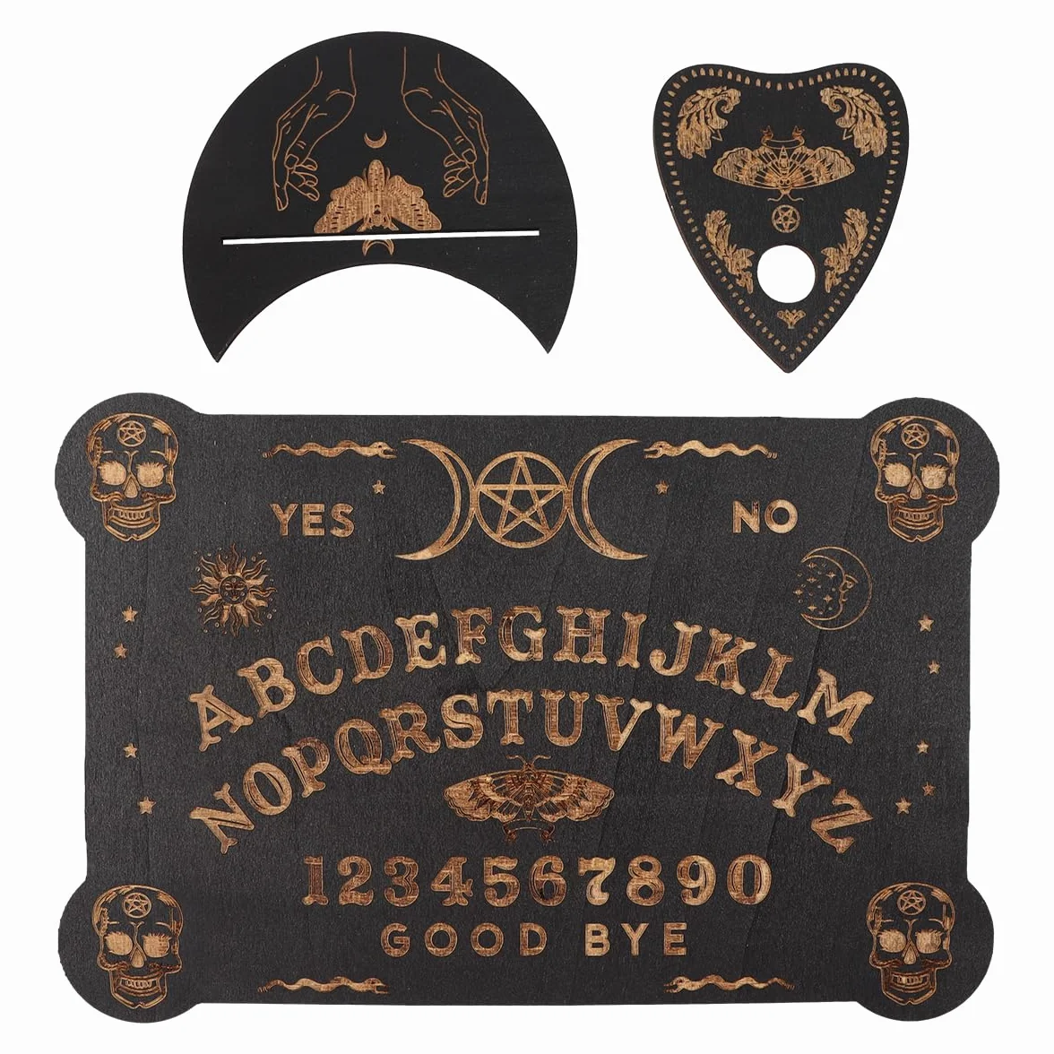 Set Di Tavole Ouija Nere in Legno, Classiche Tavole Parlanti Con Planchette, Tavola Degli Spiriti Con Messaggi Metafisici, Regali Wiccan Per Forniture Di Stregoneria