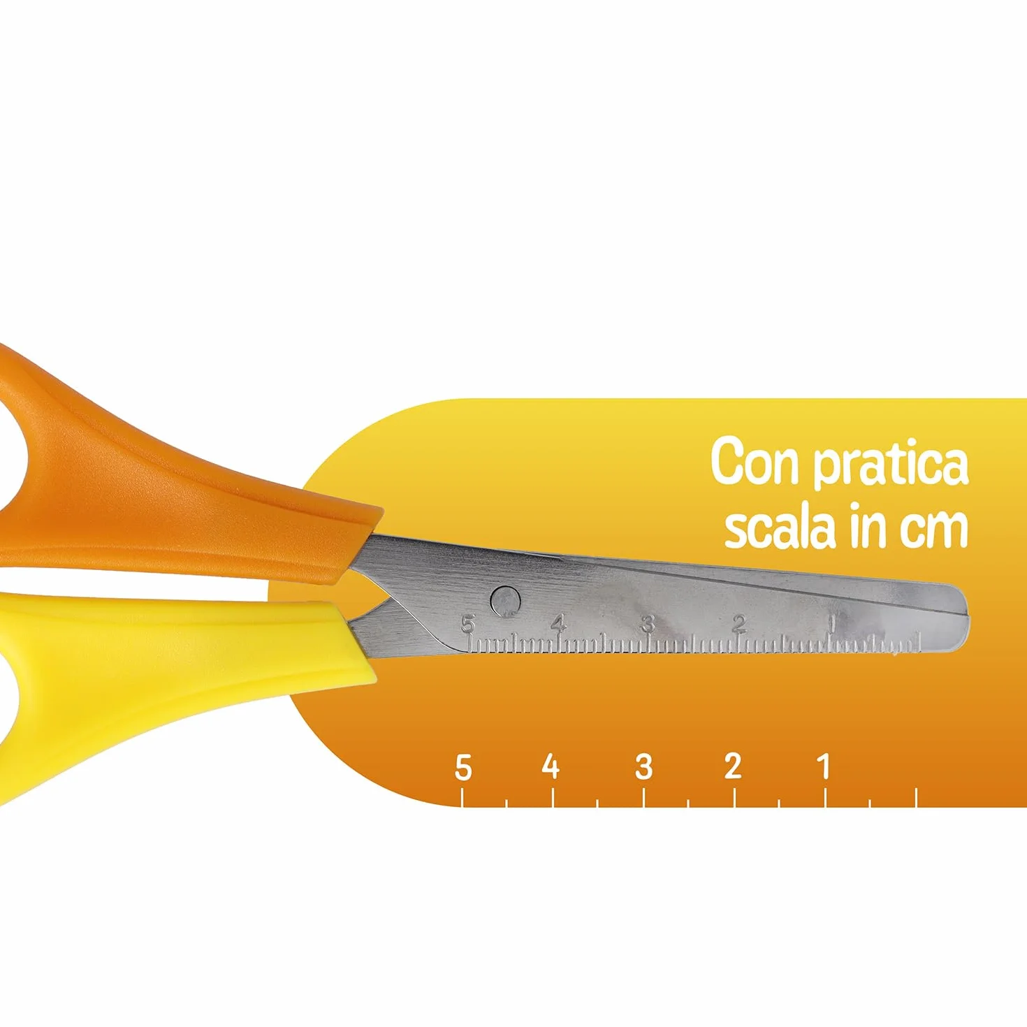 Westcott Forbici per bambini giallo per mancini | Forbici con scala integrata da 5 cm | Forbici da bricolage da 13 cm (5") ideali per le mani dei bambini | Punta arrotondata | E-21593 00