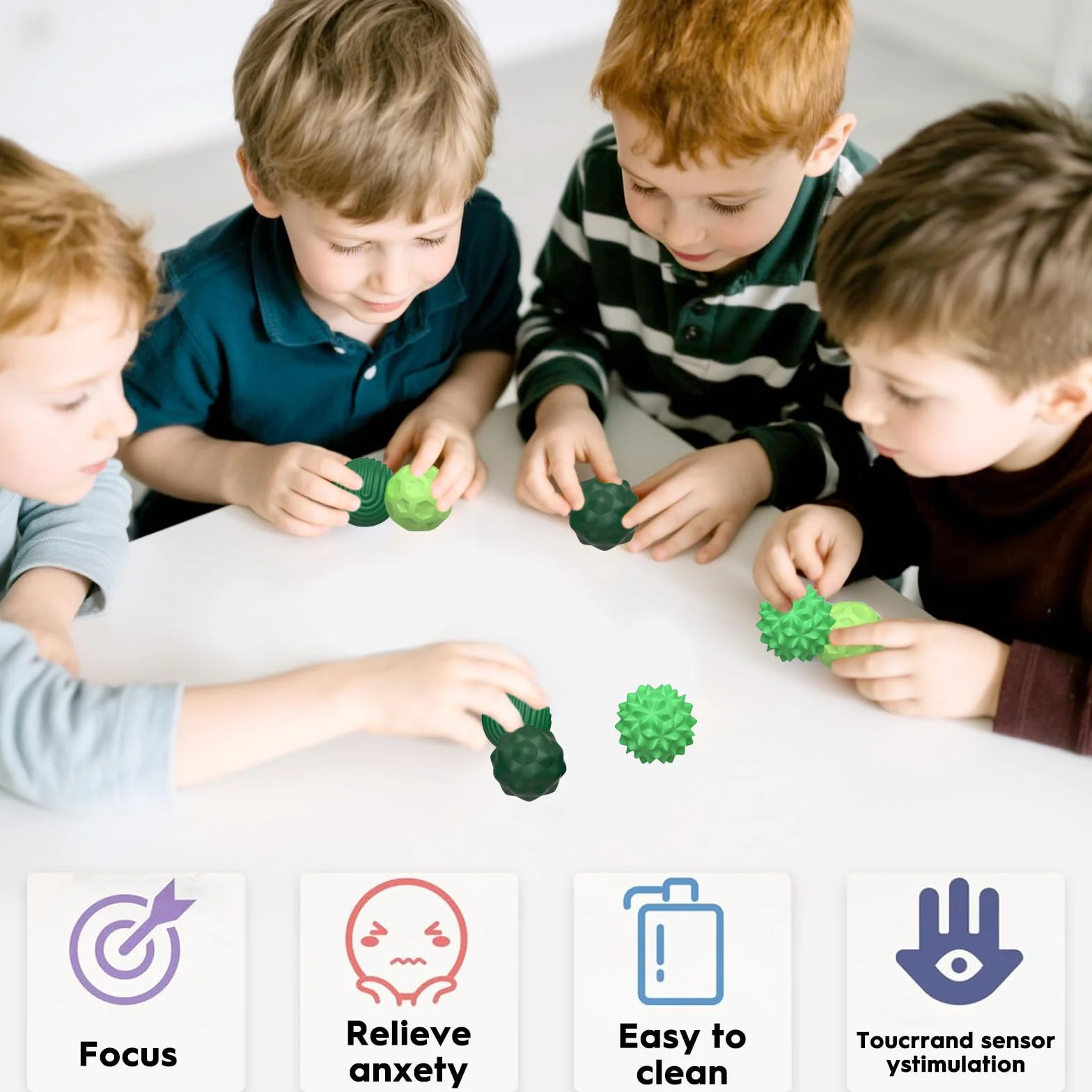 8 Pezzi Magnetiche Antistress in Silicone, Palle Magnetiche Anti-Stress, Fidget Toys Sensoriali Portatili con Texture Varie, Sfere di Acupressure, Anti-Stress Anxiety Toy per Adulti e Bambin (Verde)