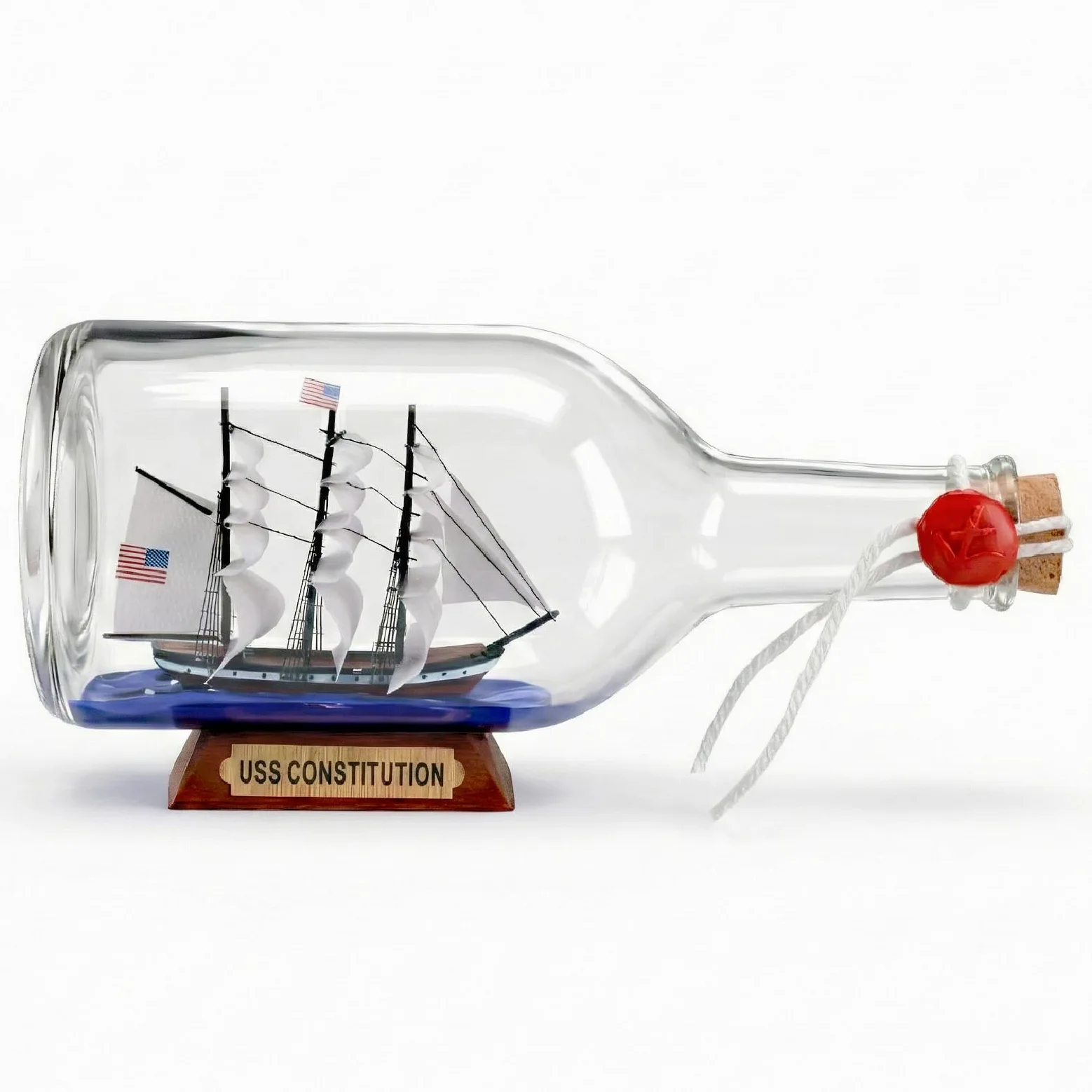 Nera perla Caraibica modello nave in una bottiglia di vetro ornamento da tavolo decorazione nautica casa Mayflower USS Costituzione USCG aquila regalo per ragazzo (Costituzione 23 cm)