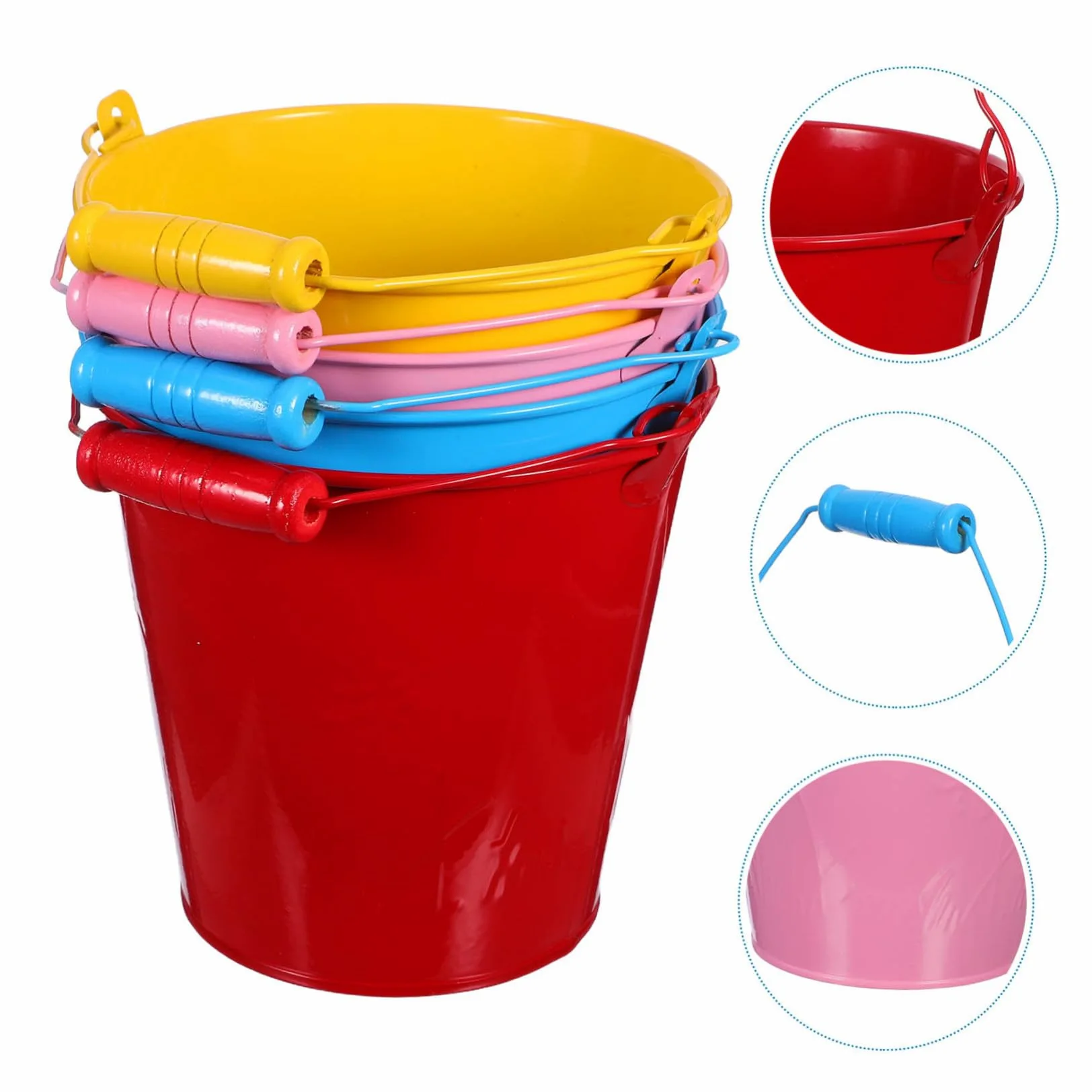 Gatuida 4 Secchielli da Spiaggia per Mini Secchi Colorati in Giocattolo per Sabbia e Neve Accessori Mare per Ragazzi e Ragazze Materiale Sicuro e Resistente