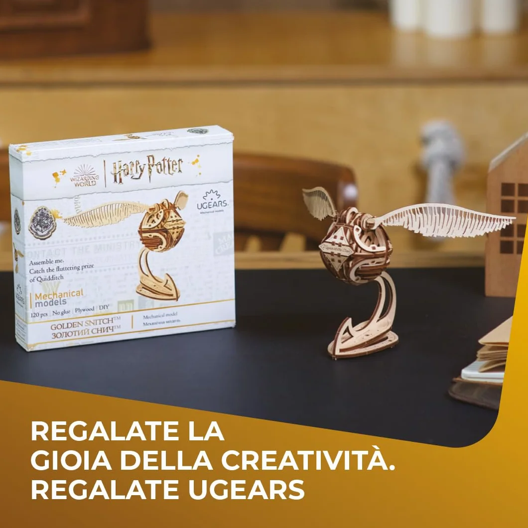 UGEARS Puzzle in legno 3D per adulti – Harry Potter, Kit Puzzle 3D Harry Potter, 120 Pezzi, 14.5 x 22 cm, Età: 14 anni e su
