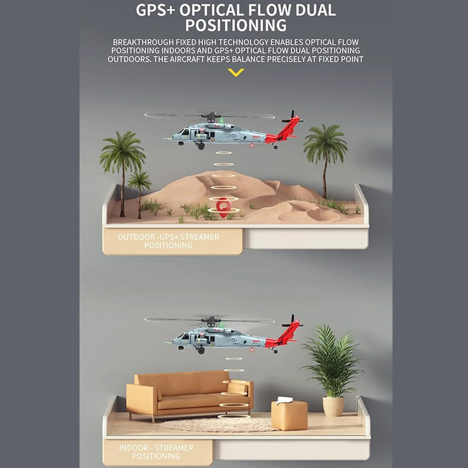 Generico Elicottero RC con Telecamera FPV per Adulti, F09-H SH60 2.4G 8CH Motore Senza spazzole Elicottero Militare, 6G/3D Stunt Copter RC Modello di aeromobile con Controller