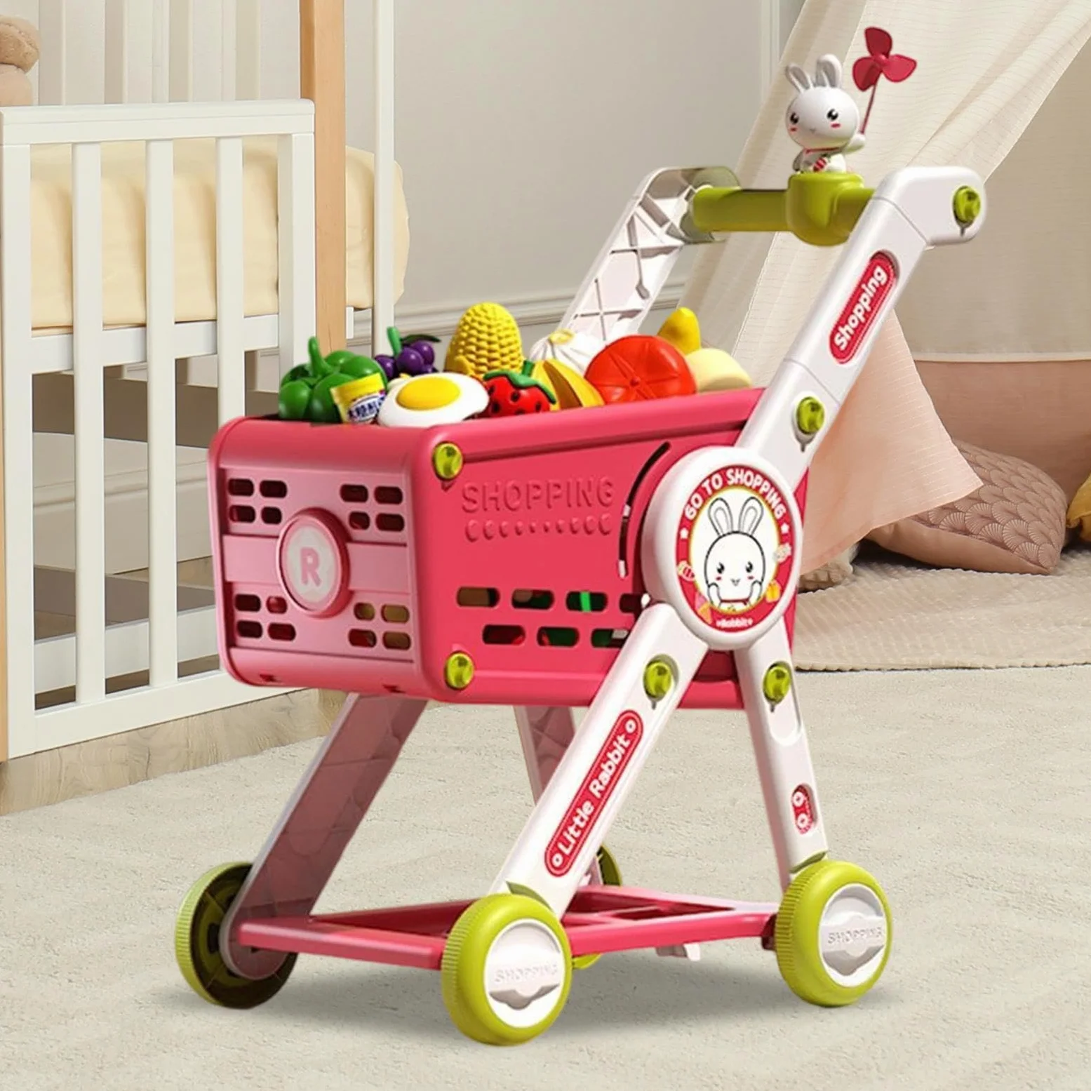 Carrello Spesa Bambini Cucina Finti Educativi Interattivi | Carrello Giocattolo Spesa Finta Per Bambini Trolley Per Bambini, Età Prescolare, Asilo, Vacanze E Compleanni