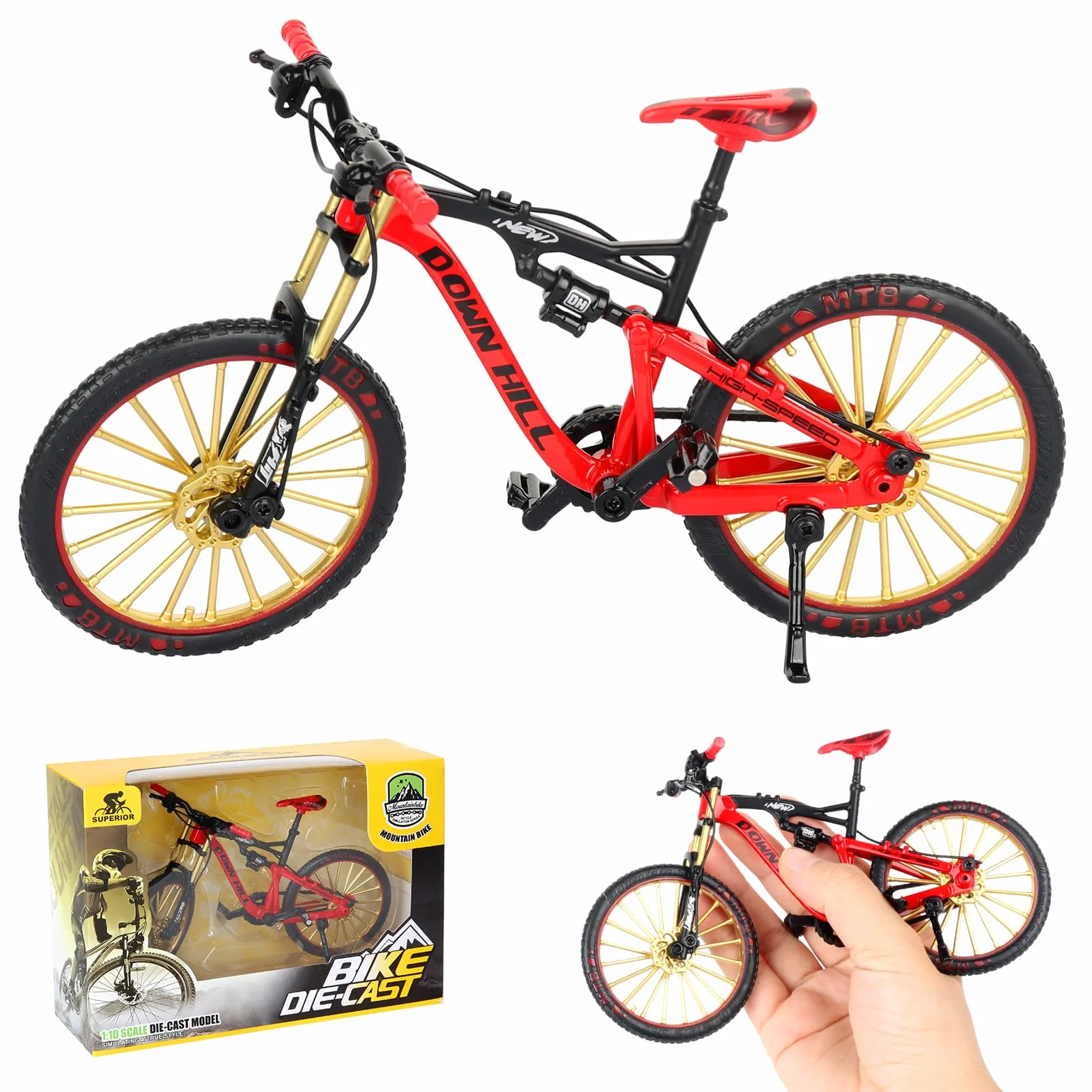 Mini Bicicletta Giocattolo 1:10, Bicicletta da Dito, Modello di Bici da Ditoornamento Modello Regalo per Bambini per l'insegnamento Casa Ufficio Club(Rosso)