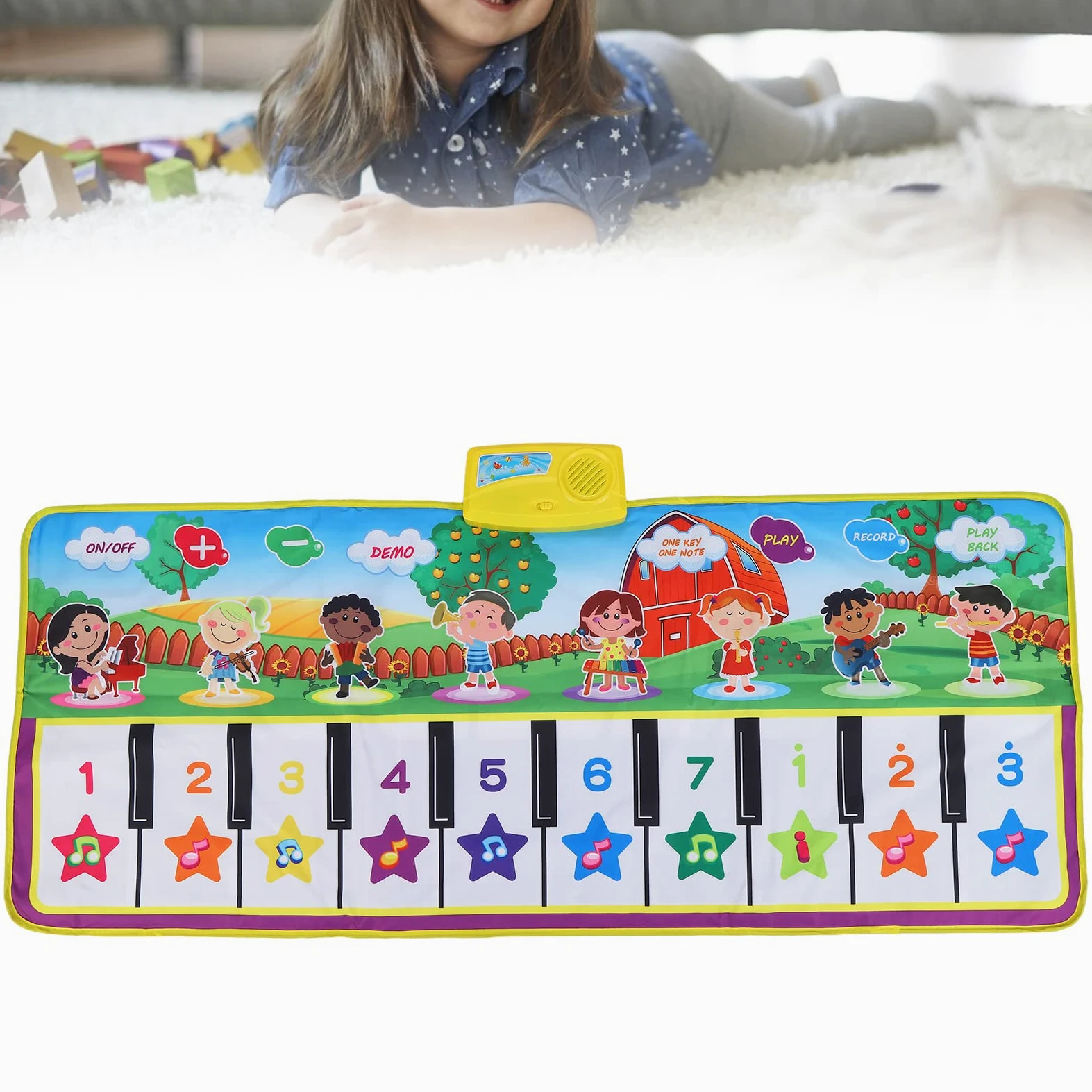 Tappetino Musicale Il Materiale Antiscivolo dai Colori intensi e insapore migliora Le capacità dei Bambini. Tappeto Musicale per l'area Giochi