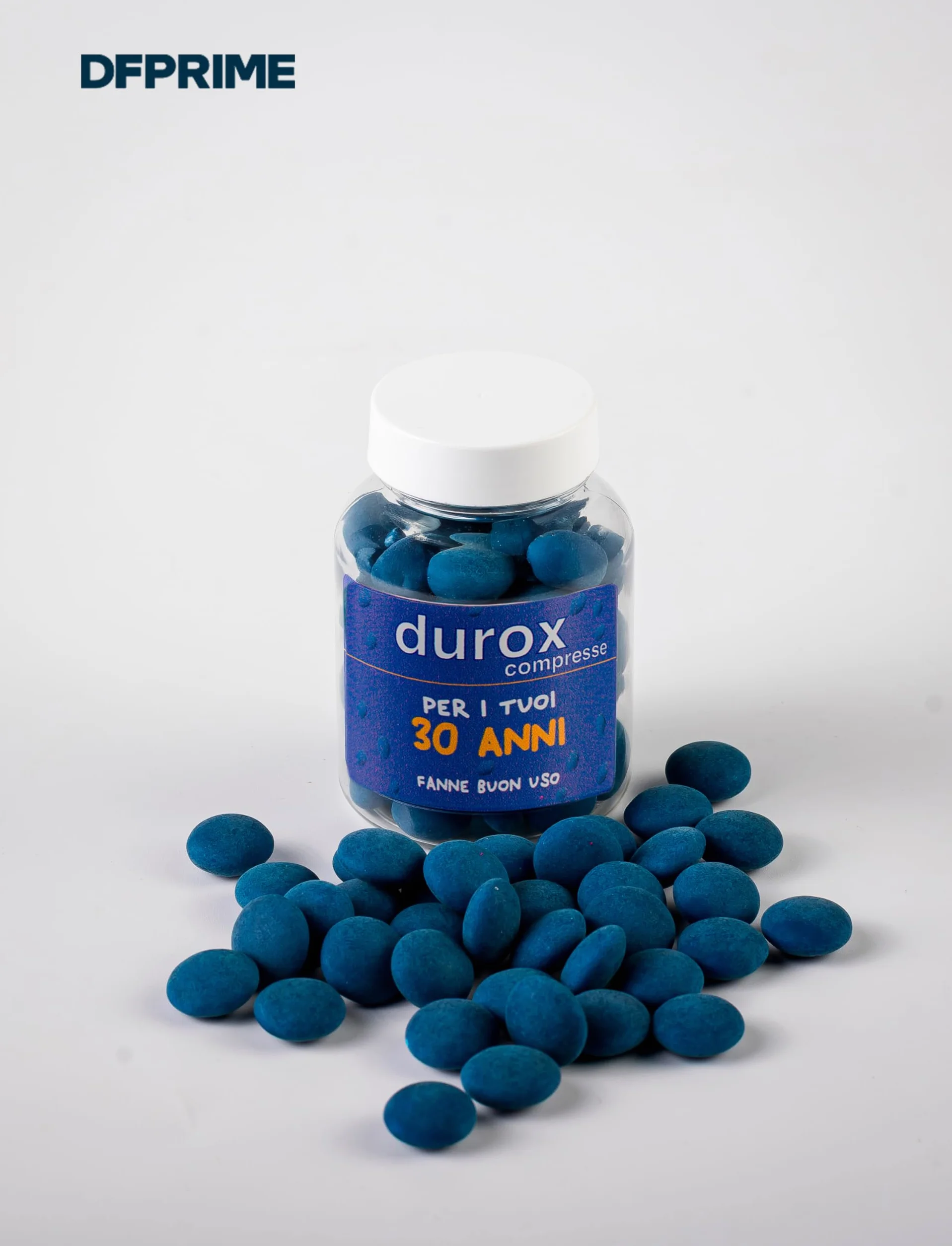 DUROX Compresse Blu 30 Anni – Scherzo Wiagras Goliardico per Uomo – Idea Regalo Divertente Compleanno 30 anni – Confetti Blu al Cioccolato – FANNE BUON USO