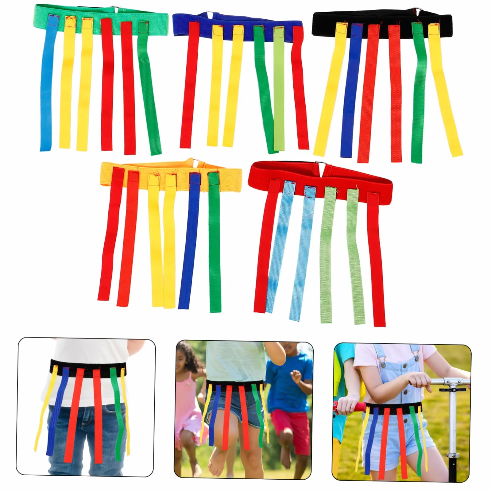 5sets Cinture Per Giochi Di Reazione Ragazzo Ragazza Attività Outdoor Con Code Colorate Prodotto Per Allenamento Sensoriale Adatto Ragazzi e Ragazze Per Giochi Di Gruppo e Famiglia