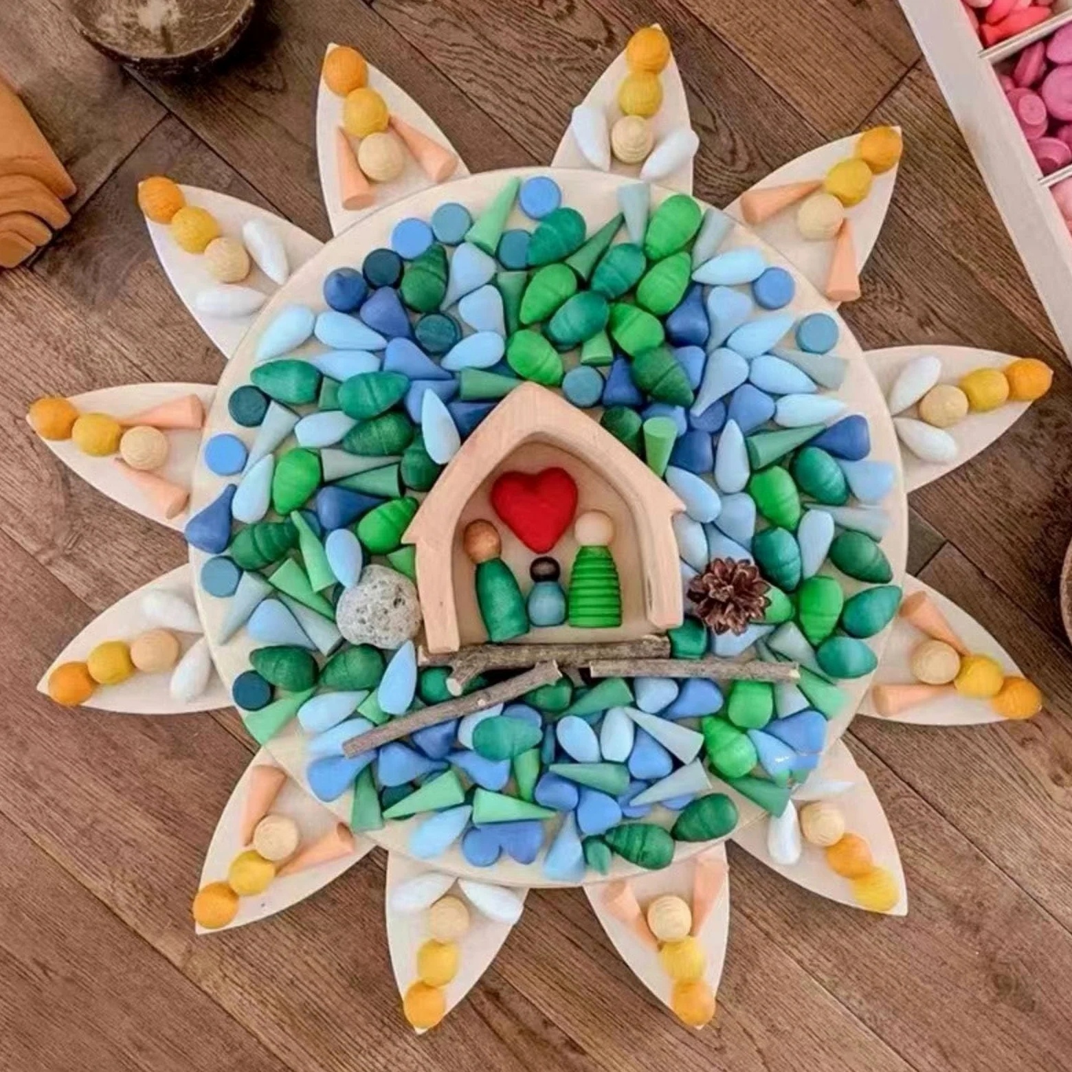 Gioco di Costruzioni in Legno Aperto, Style to 1 | educativo, Creativo, Blocchi struzione in Legno, per Scuola prescolare, Bambini, Neonati