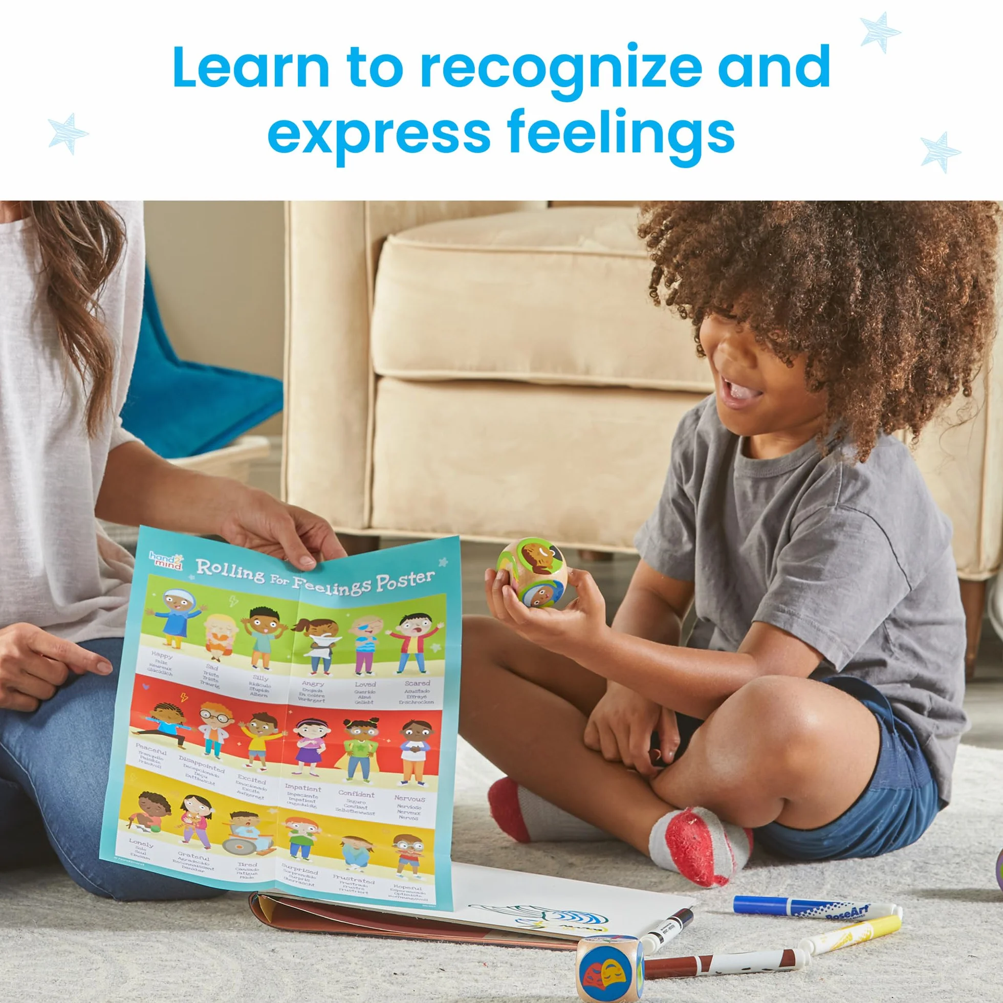 Gioco dei Dadi dei Sentimenti Learning Resources, attività di apprendimento Socio-emotivo, dai 5 Anni in avanti, 8 Pezzi, Giochi con Il Dado per la Famiglia, Giochi sulle Emozioni