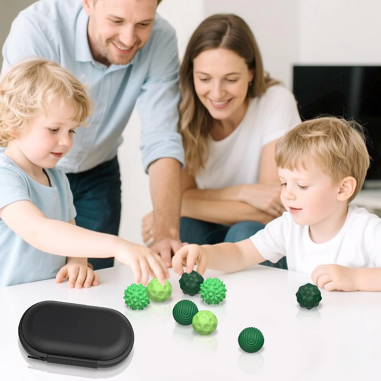 8 Pezzi Magnetiche Antistress in Silicone, Palle Magnetiche Anti-Stress, Fidget Toys Sensoriali Portatili con Texture Varie, Sfere di Acupressure, Anti-Stress Anxiety Toy per Adulti e Bambin (Verde)