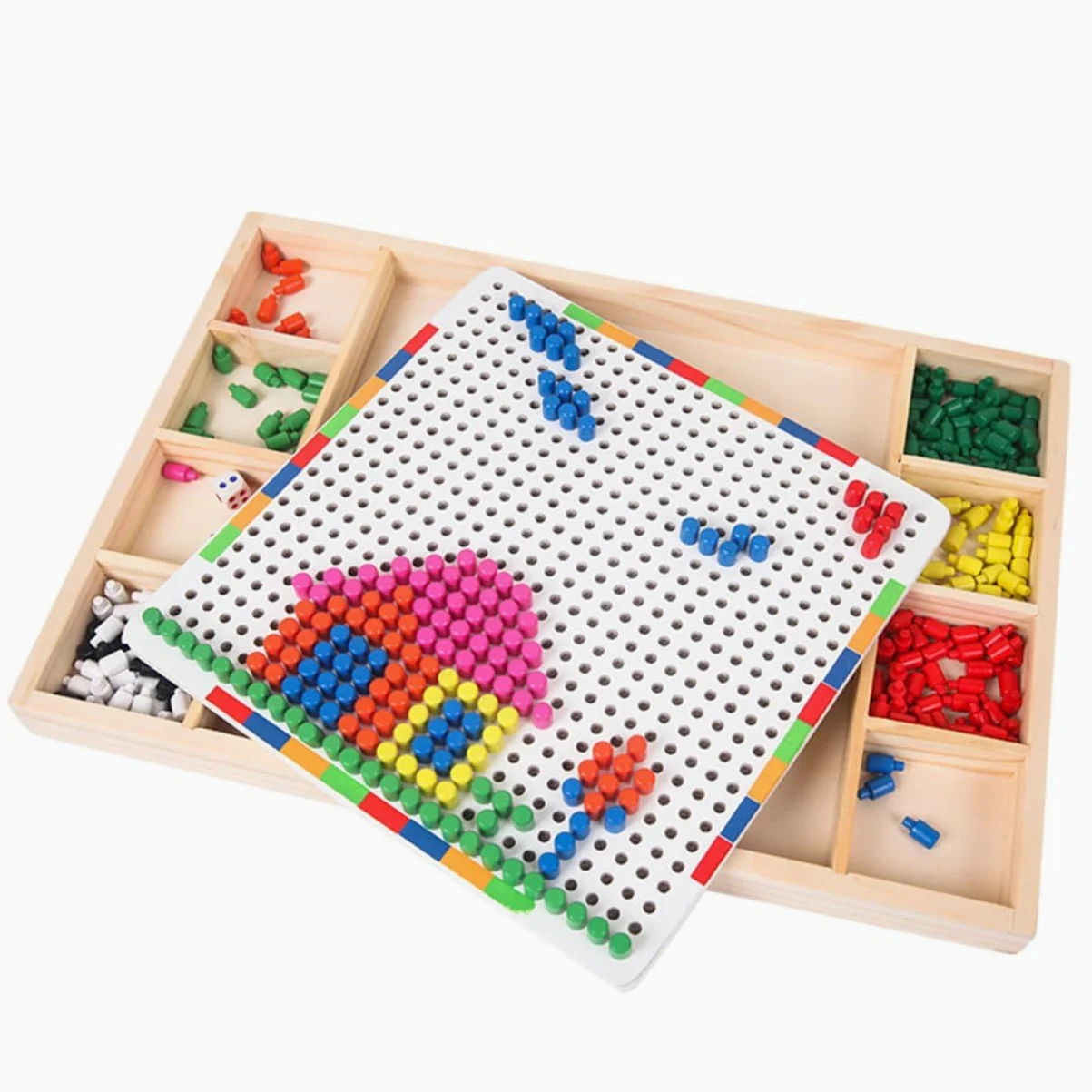 SOIMISS Gioco Educativo Chiodini a Forma di Fungo per Bambini, in Plastico Bianco, Arricchisce Creatività e Immaginazione, per Compleanni e Vita Quotidiana