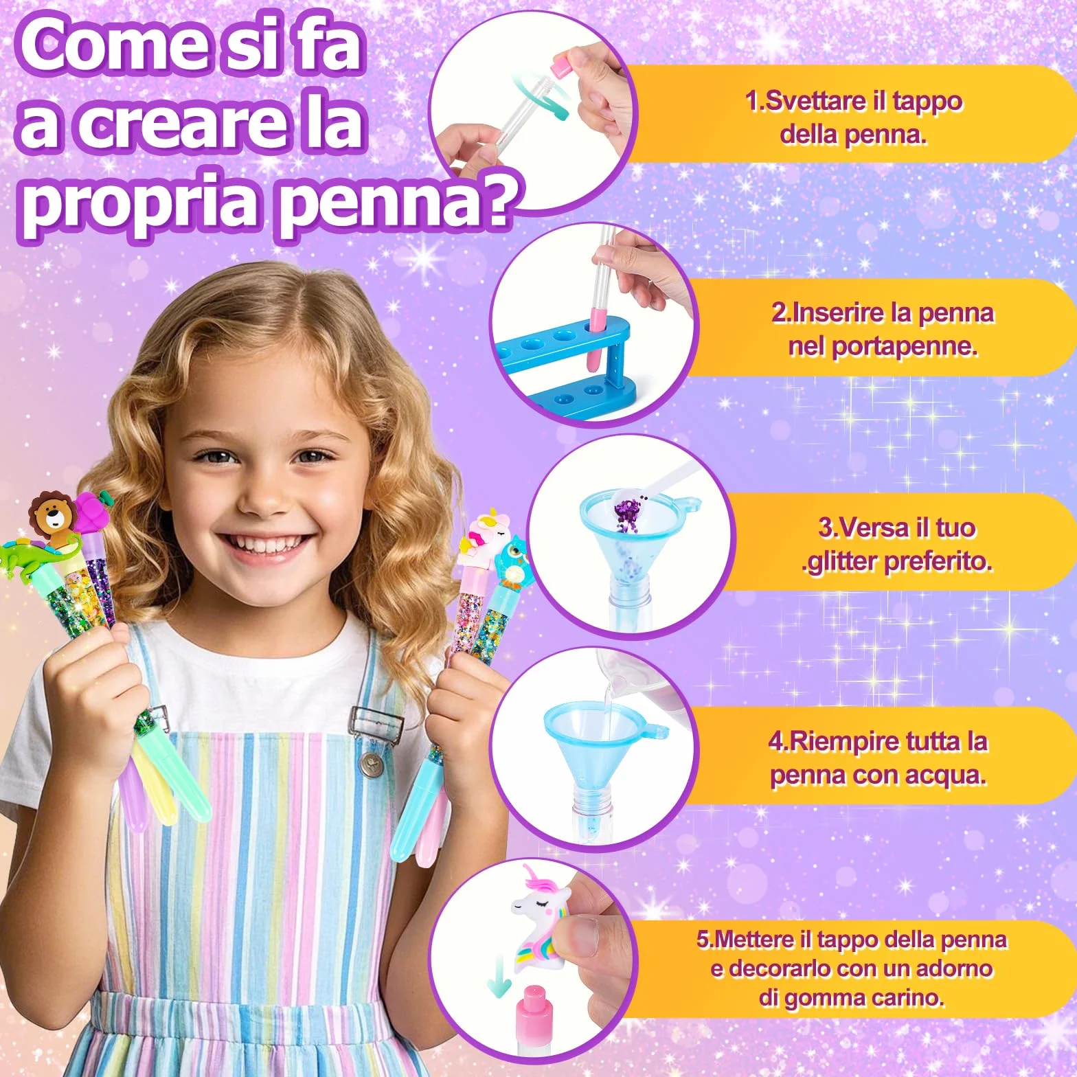 Kazzley Fabbrica delle Penne con 20 penne, Lavoretti Creativi per Bambino 6-10 Anni, Set di Cancelleria 5-12 Anni
