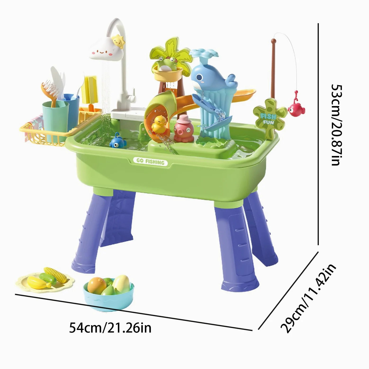 Tavolo Acquatico Tavolo Sabbia e Acqua da Esterno | Sensoriale Educativo con Pompa per Giardino Sviluppo Coordinazione Mano-Occhio Attività Estive Interattivo