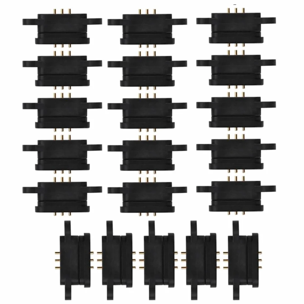 20 paia di connettori Pogo magnetici a molla a 3 pin, 3 posizioni, da 2,3 mm, fori incrociati, sonda , parti di ricambio accessori
