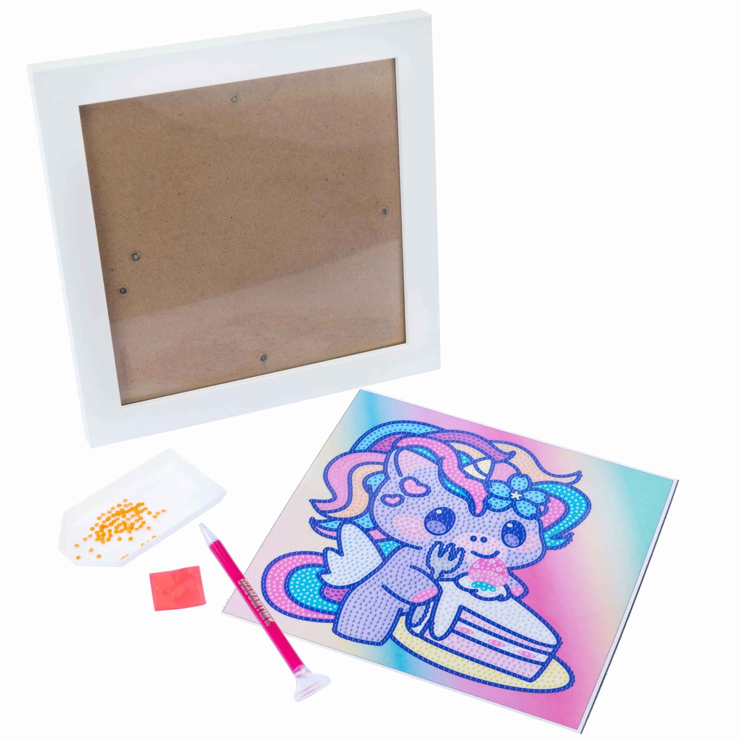 DIAMANTINY Design Art Kawaii Unicorno con Torta su Tela, Quadretto, 90037