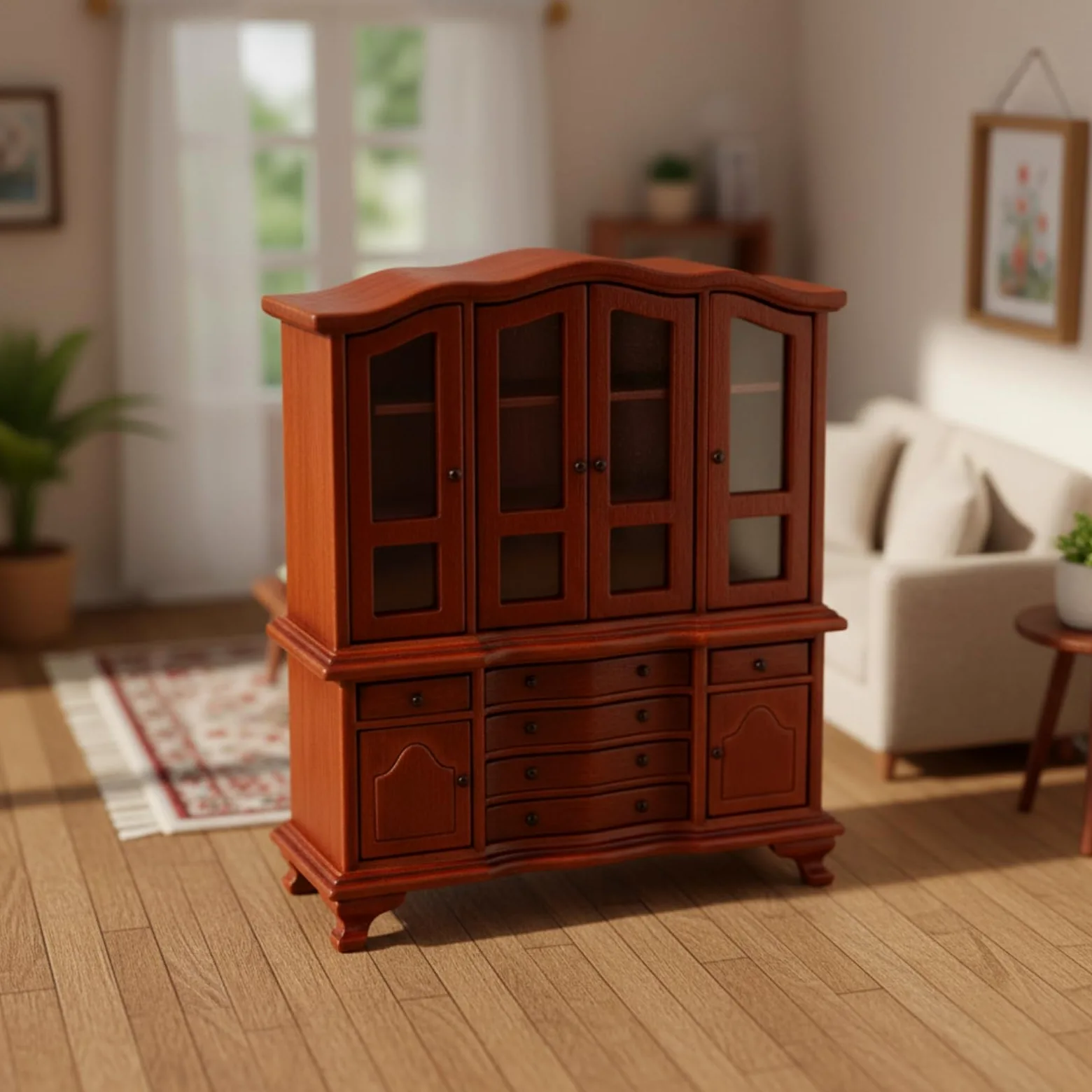 Gralara Credenza in Miniatura con in Vetro Mobile D'epoca Miniatura Trasparente Vetrina con Apribili per Casa Delle Bambole