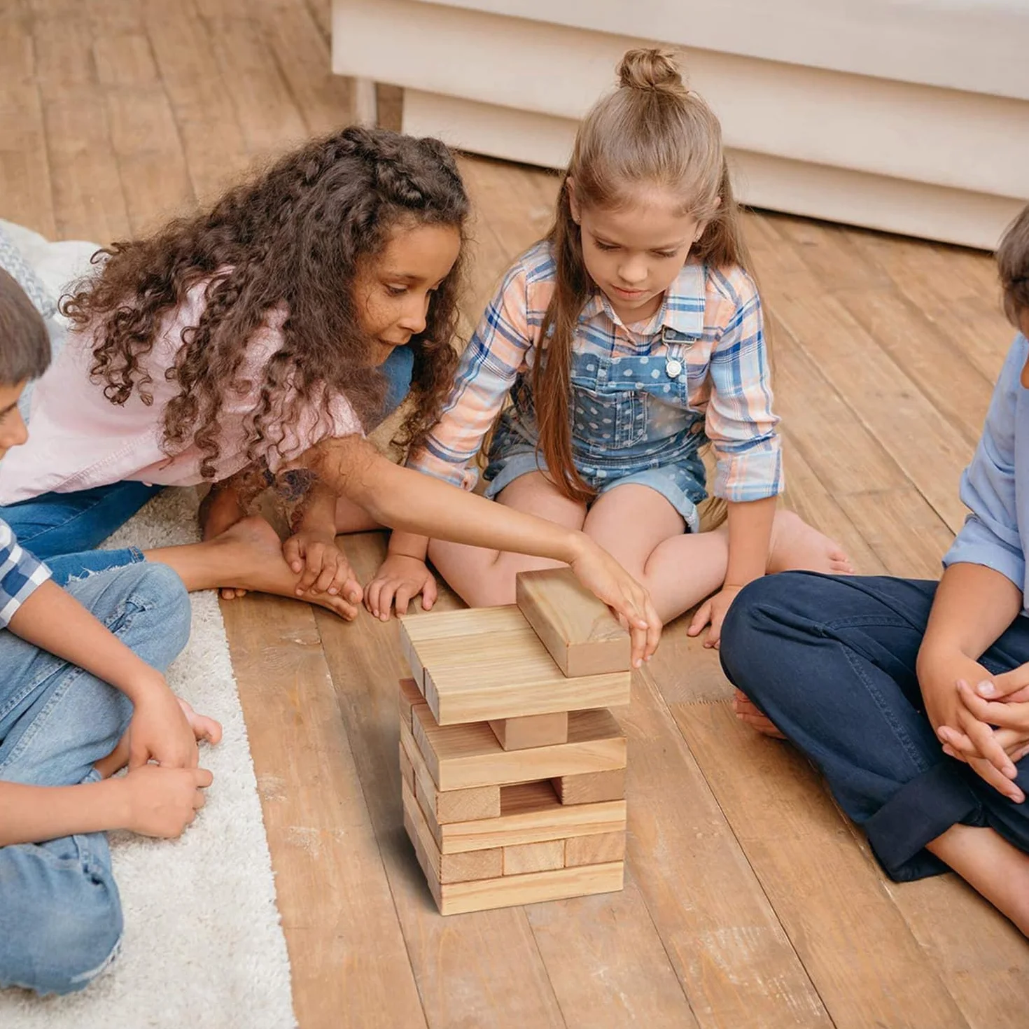 Gioco Torre Traballante Gigante in Legno Torre Impilabile Costruisce da 0,6m - 1,5m Grande Tumble Tower Giochi Jumbo Toppling Blocks Giocattolo per Bambini, Adulti e Famiglia