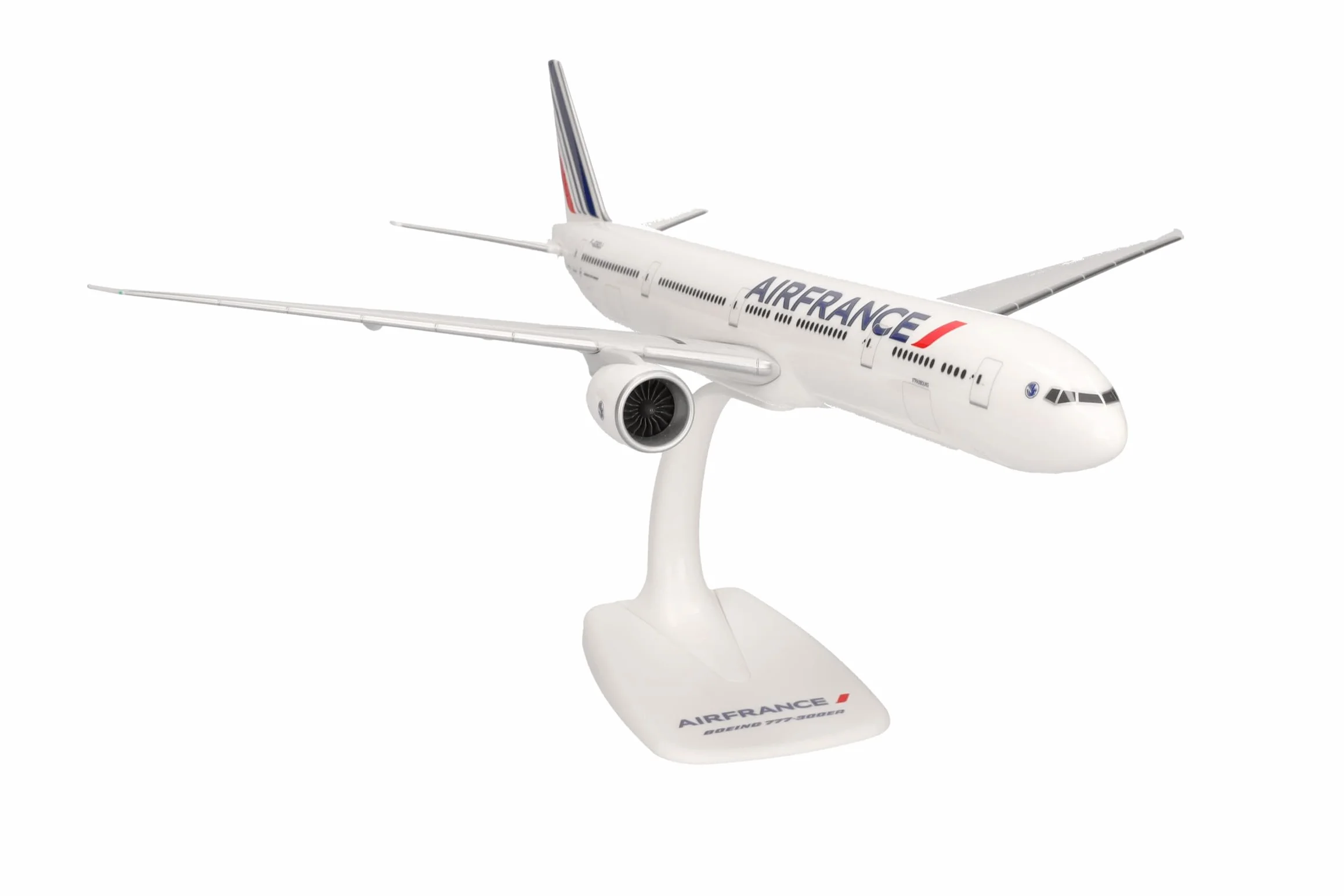 Herpa modello di aereo Air France Boeing 777-300ER - 2021 livery – F-GSQJ "Strasbourg", in scala 1:200 - Snap-Fit, pezzo da collezione, miniatura deco, statuetta con supporto in plastica