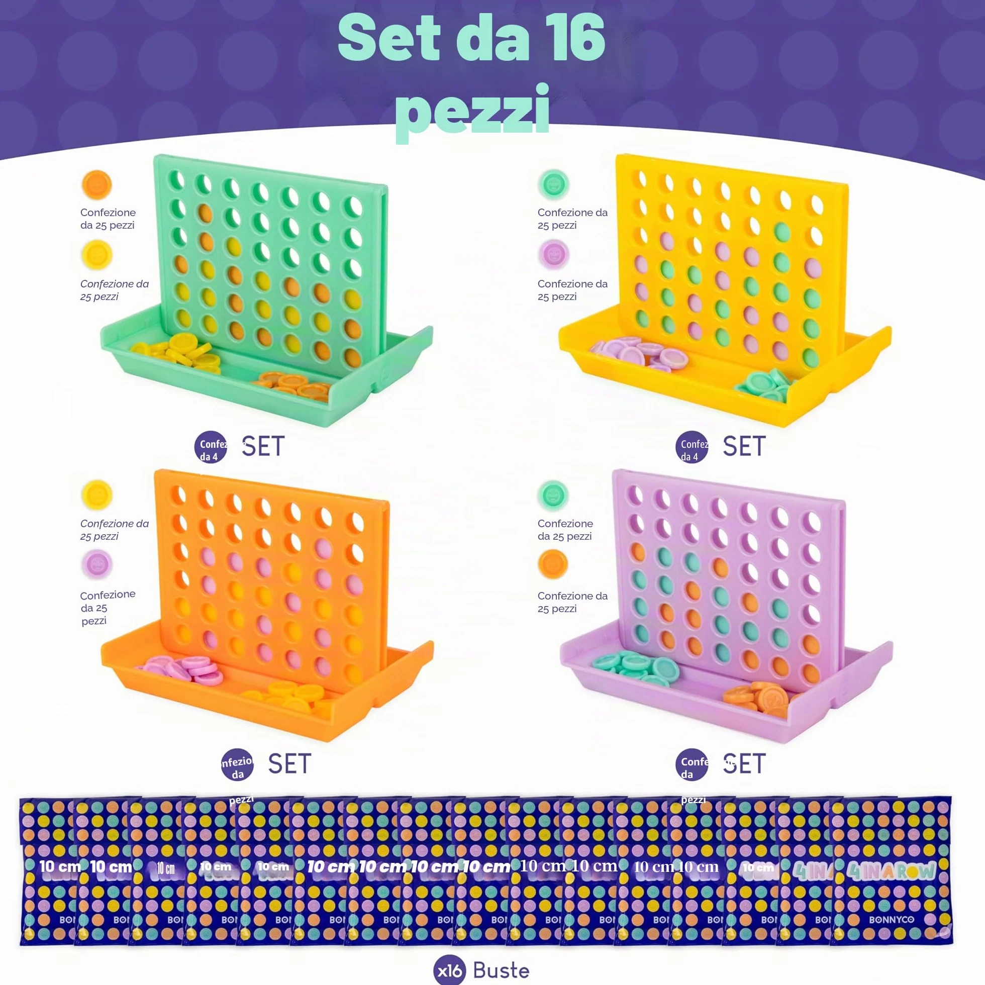 BONNYCO 16 Gadget Compleanno Bambini 3-12 Anni Set Linea con Sacchetti Sorpresa Invitati Festa