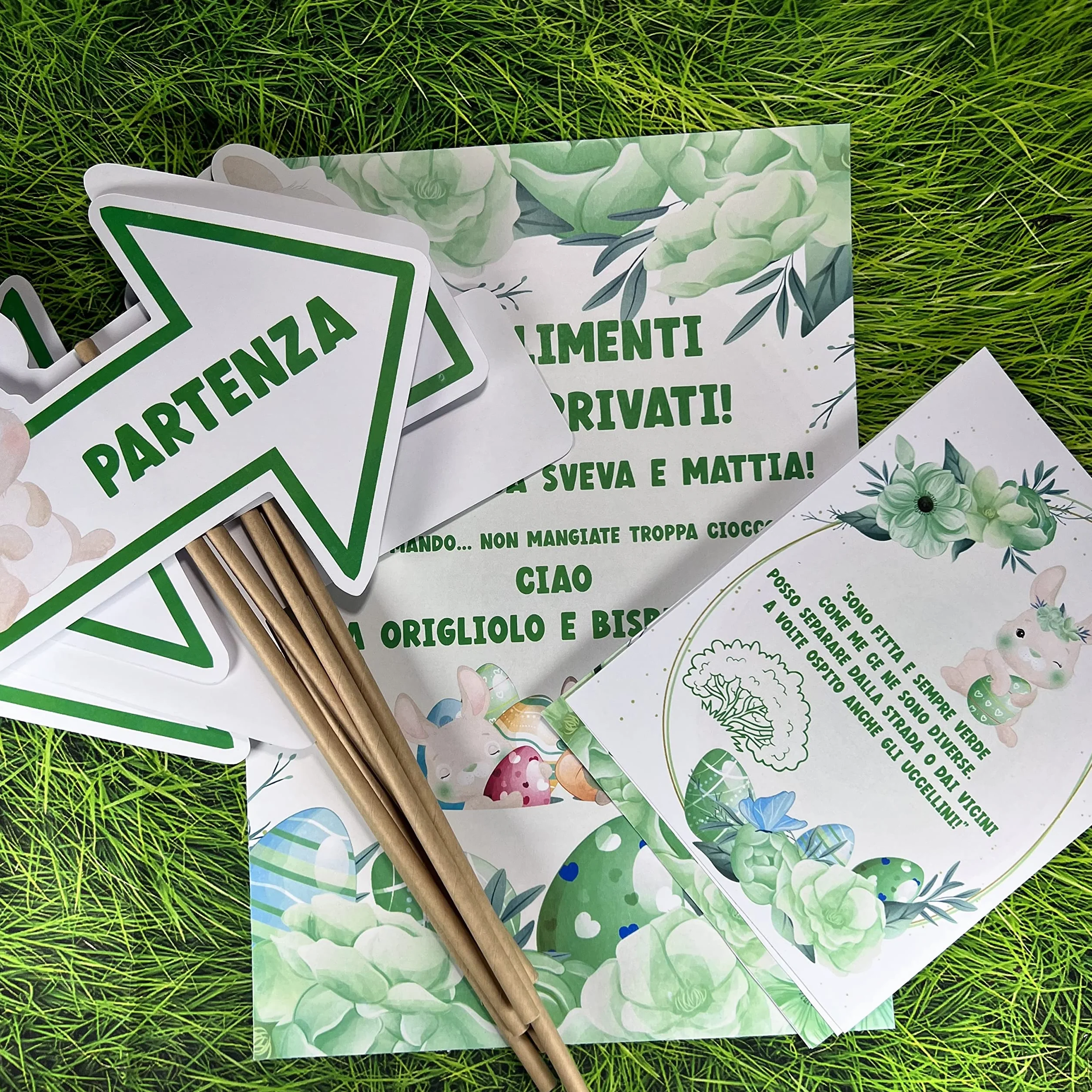 Caccia alle Uova di Pasqua – Set Completo Personalizzato per Bambini con Frecce, Indizi e Filastrocche – Stampa Grande Finale – Regalo Pasqua Divertente