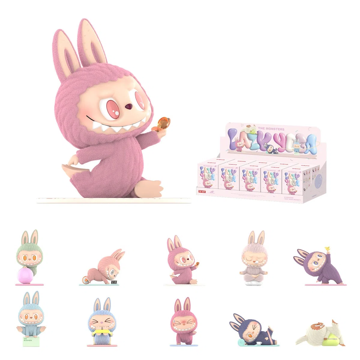 POP MART The Monsters Lazy Yoga, 10 statuine della serie The Monsters Blind Box, figure dal design casuale, giocattoli da collezione, decorazioni per la casa, regali di compleanno per le vacanze, set