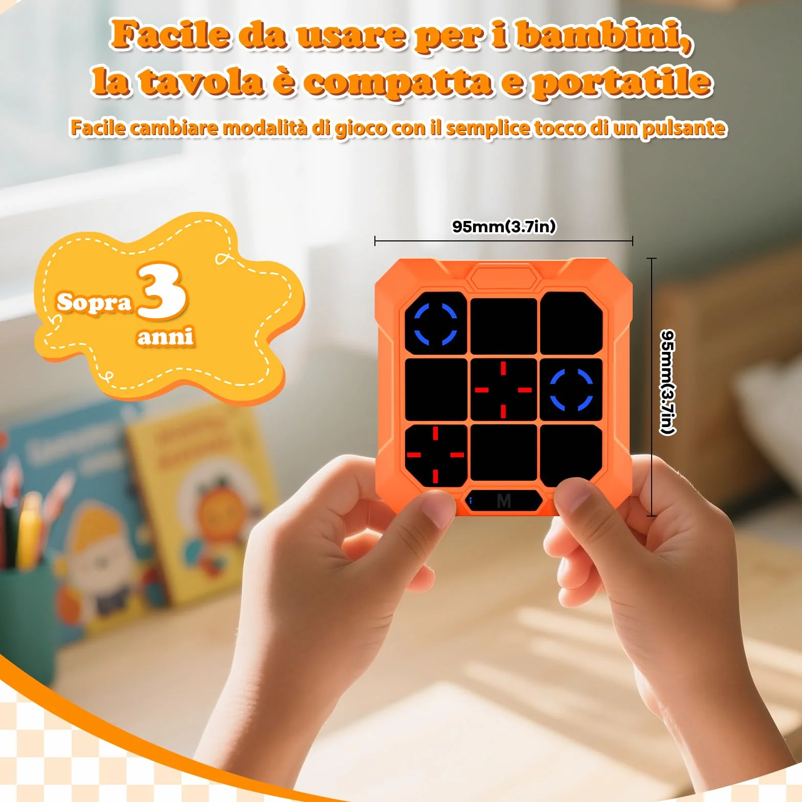 BlueSwan Gioco Tris Elettronico 6 in 1, Console Portatile Ricaricabile con Modalità Silenziosa, Giochi Bambini Viaggio Educativi per Sviluppare Logica e Memoria, per Bambini e Adulti 3+