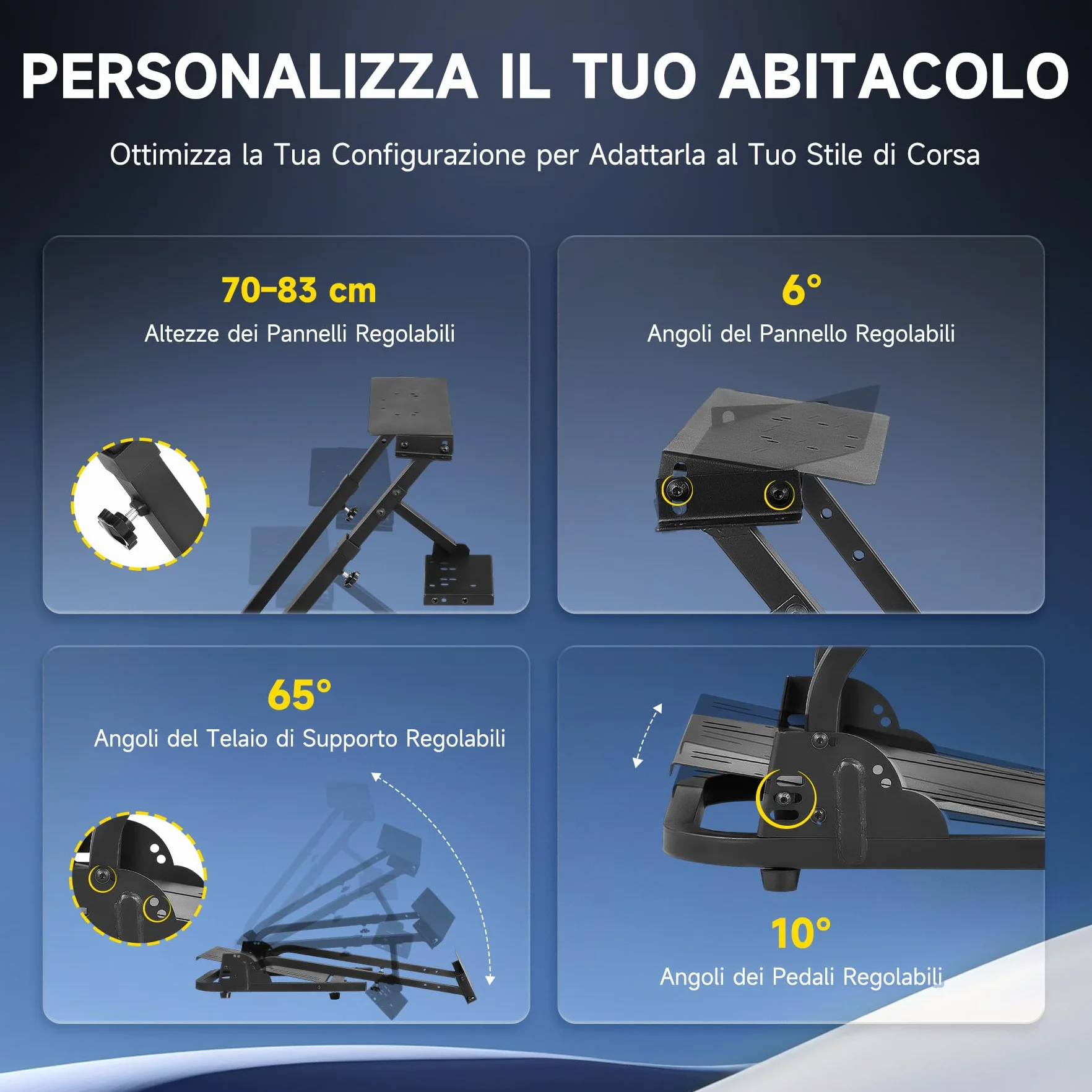 CO-Z Supporto per Volante Logitech G29 Pieghevole Postazione Simulatore Guida Supporto da Corsa Regolabile Supporto per Cambio Simulatore di Cabina di Guida per Logitech G29, G25, G27, G920