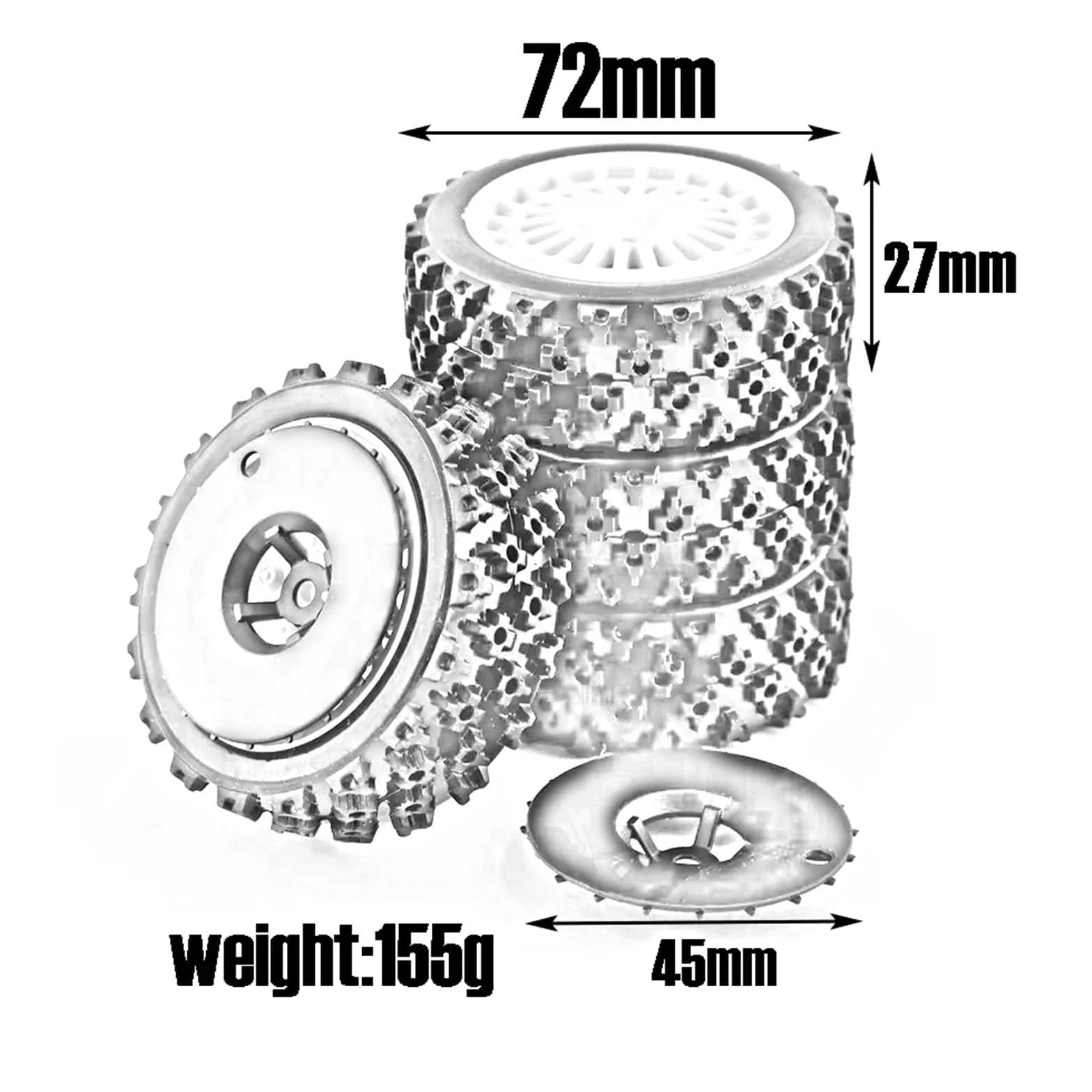RC Car Pneumatico Ruota Compatibile con Tamiya XV01 TA06 per TT01 TT01E per TT02 per TT02B 1/10 RC per Ricambi per Auto da per Corsa Accessori 72mm Gomma per Pneumatici Ruota(White Disc)