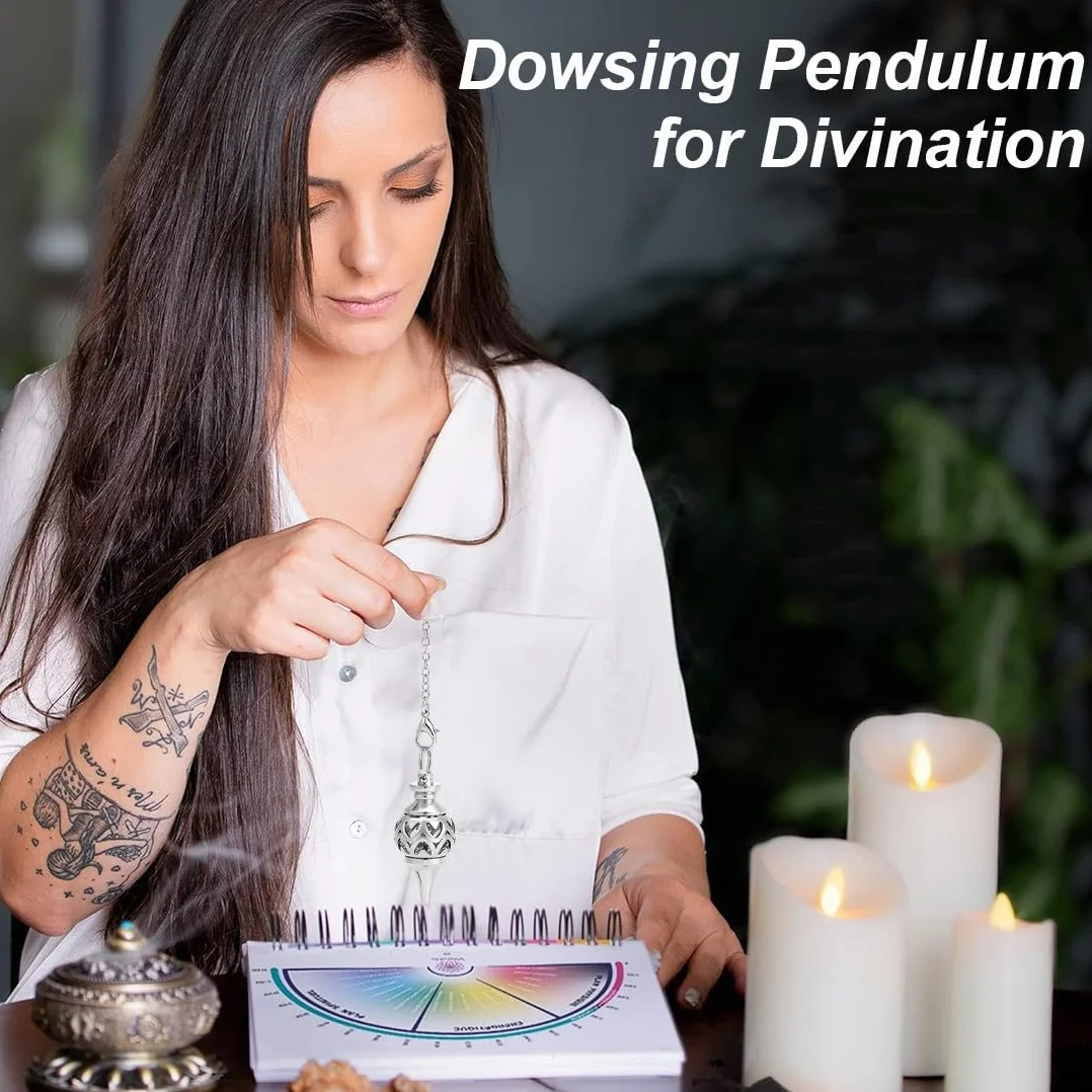 Pendolo Radioestesia, Argento Pendolo Egizio, Pendolo Divinatorio, Pendolo a Cono in Rame Metallo, per Divinatorio Radiestesia Esoterismo Divinazione Pendolino Egiziano(1)