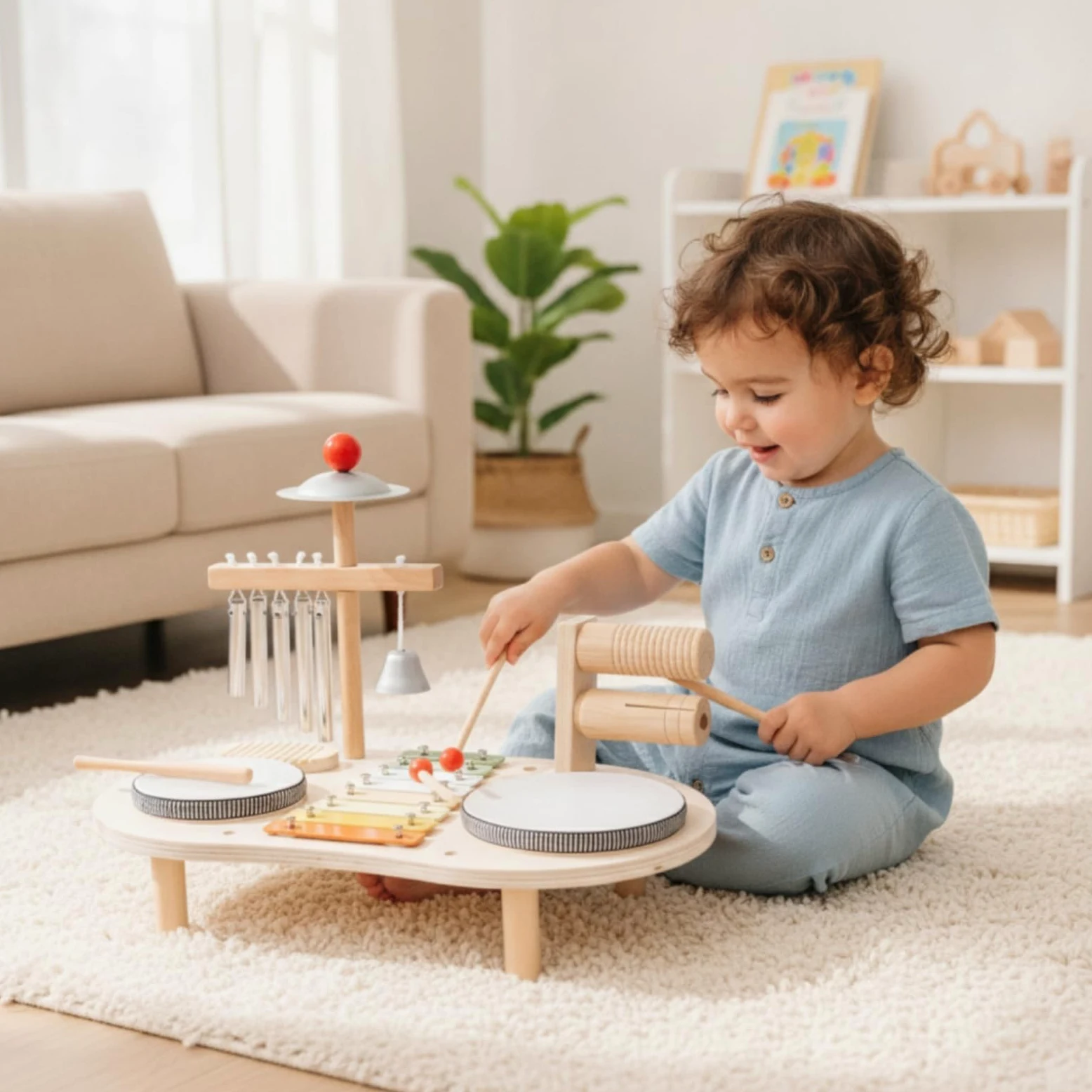 Colcolo Strumento a Percussione per Bambini Set Musicale Educativo Xilofono Piatti Campane a Bacchette in Legno Apprendimento Ritmico Adatto per Ambienti Prescolari Playroom Camerette Casa