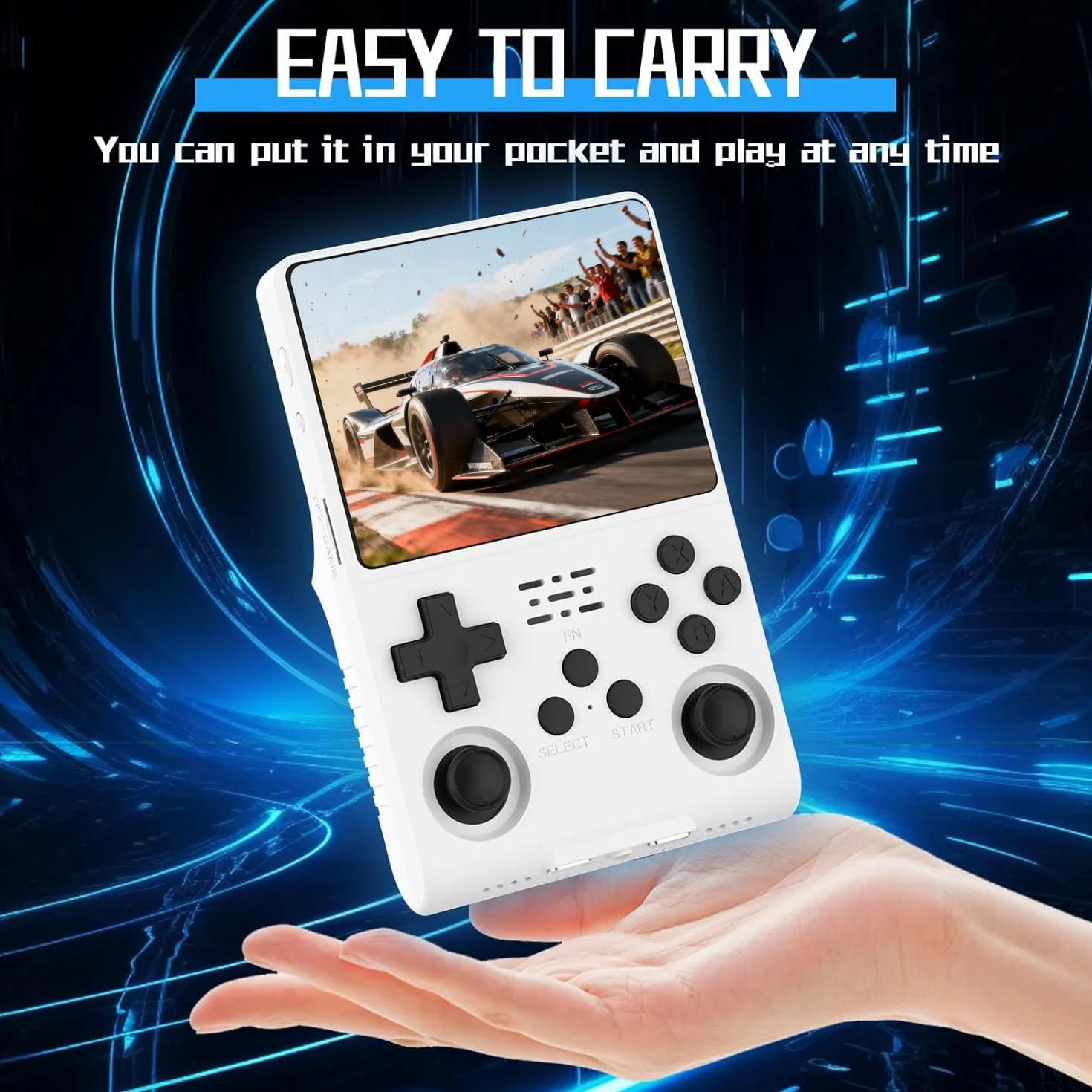 R40s pro Console portatile retro per videogiochi, console portatile per videogiochi con schermo IPS da 3,5 pollici, scheda integrata da 256 GB e 30.000 giochi, sistema Open Source Linux (Bianco)