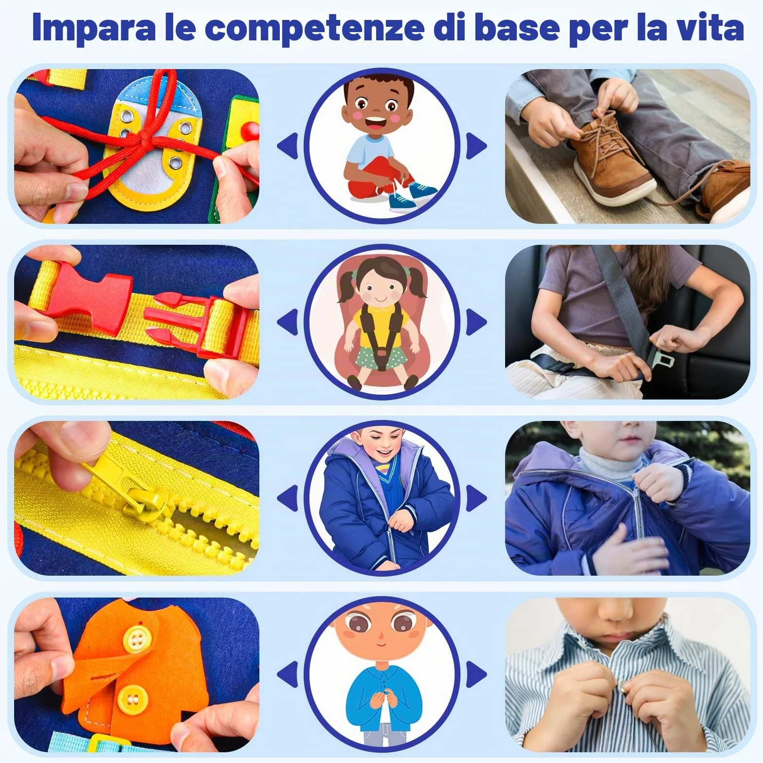 Asten Busy Board Giocattoli Montessori, Libri Busy per Bambini Piccoli, Tavola Sensoriale Libro di Attività Educative Silenziose per Bambini Piccoli, Giocattoli da Viaggio per Bambini per Aereo Auto
