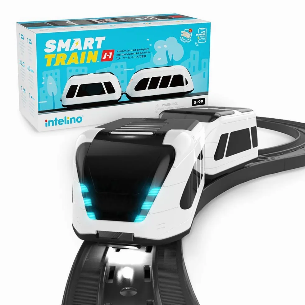 J-1 Smart Train Set di Avviamento - Trenino Giocattolo Robot che Insegna la Codifica Attraverso il Gioco - Set di Treno in Legno Compatibile