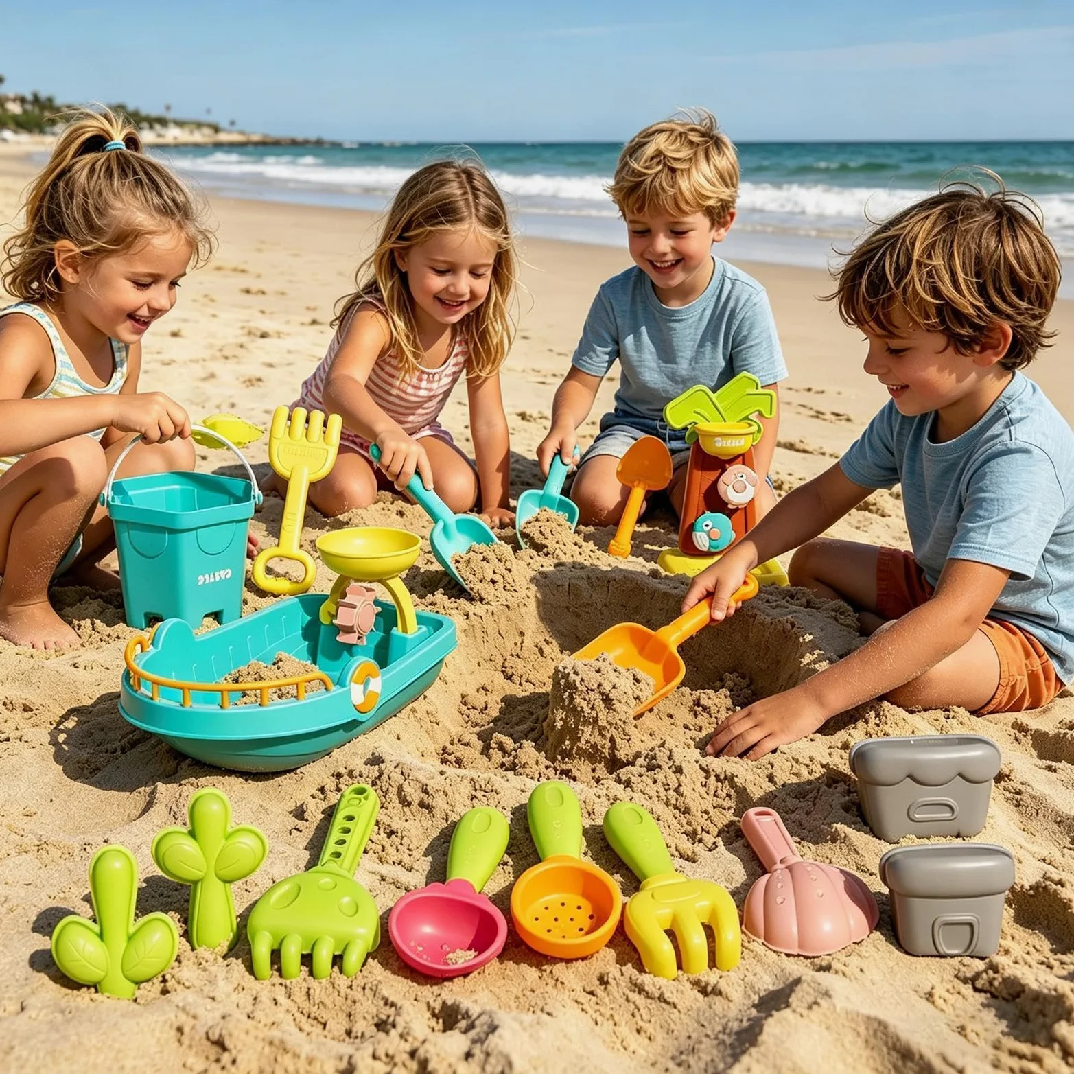 Giochi Di Sabbia Per Bambini All'Aperto venticinque pezzi di divertente | Giocattoli di Sabbia per Spiaggia Per Esterno, All'Aperto, Piscina, Acqua, Nuoto, Immersioni, Vacanze
