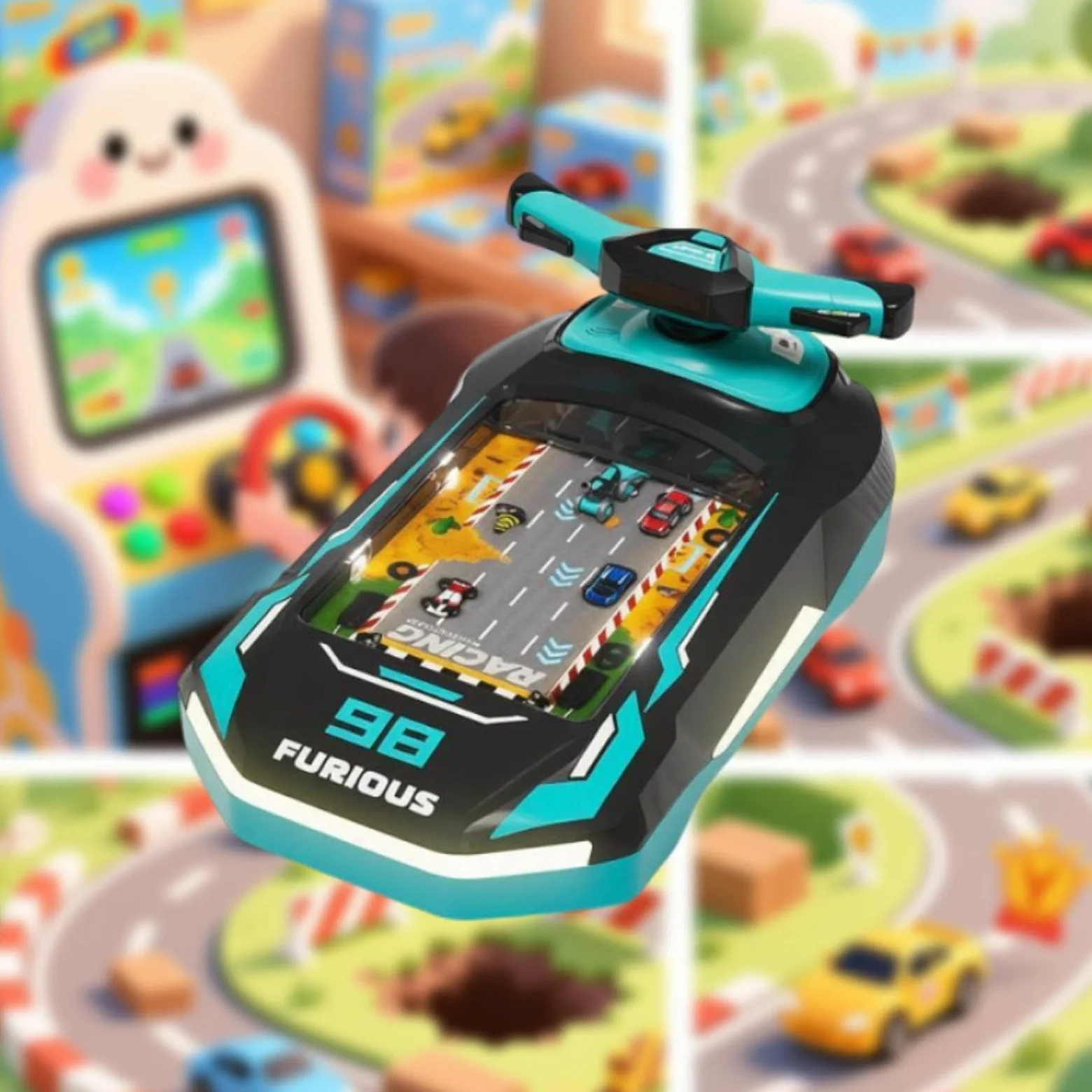 Volante Giocattolo Musicale Educativo Interattivo Simulazione di Guida Gioco con Suono Materiale PP Adatto per La Stanza Dei Bambini, Ricaricabile Blu, Taglia unica bambino