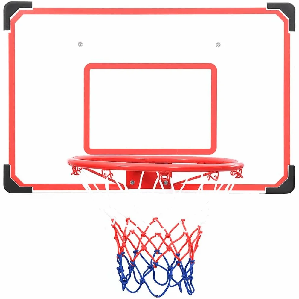 Set di 5 palle da basket da parete con tavola posteriore in polietilene, rete tricolore e pompa ad aria, per giardino, garage o vialetto