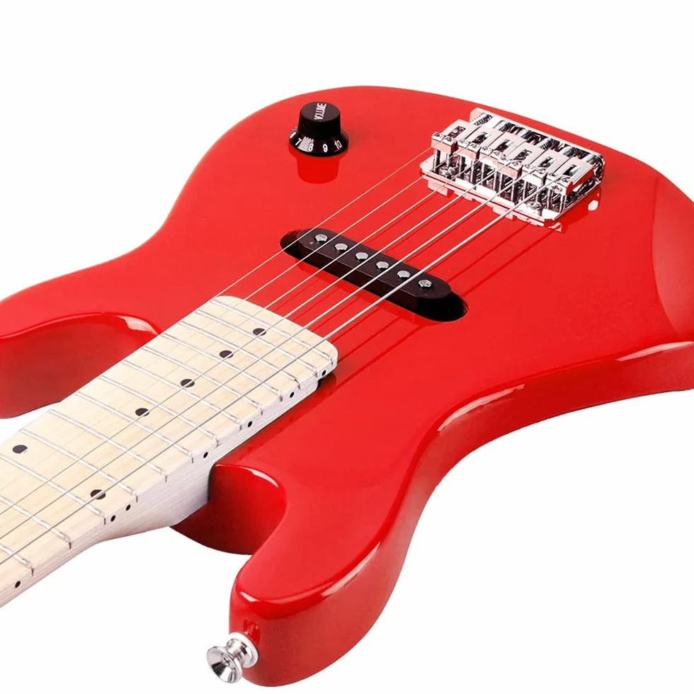 Winzz 30 Pollici Mini Chitarra Elettrica Bambini Tastiera in Acero con Amplificatore Rosso