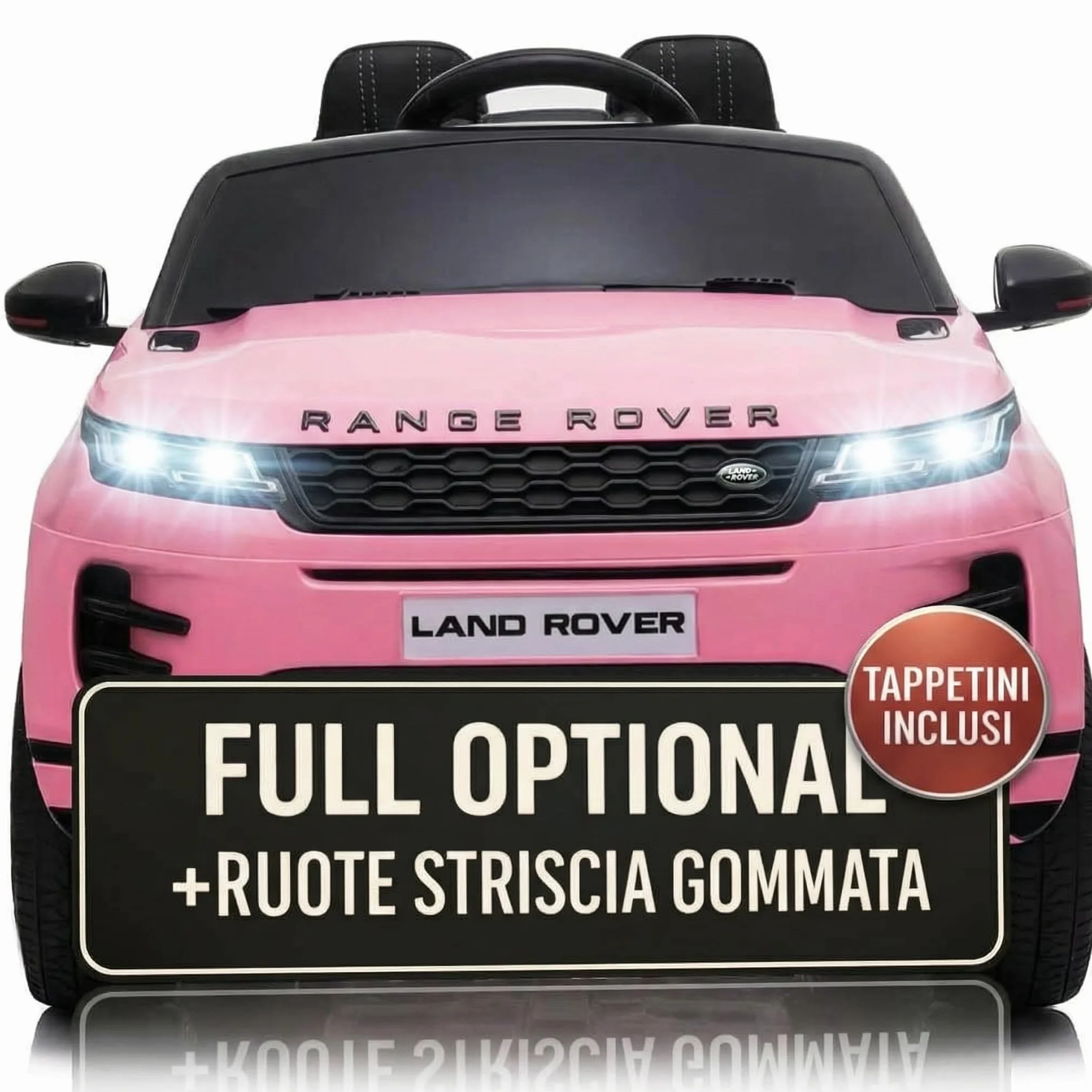 TOYSCAR Macchina Elettrica Per Bambini Range Rover Evoque Full Optional con TAPPETINI INCLUSI Auto Elettrica Per Bambini Telecomandata Sedile In Pelle Porte Apribili Doppio Motore Elettrico 12V (Rosa)