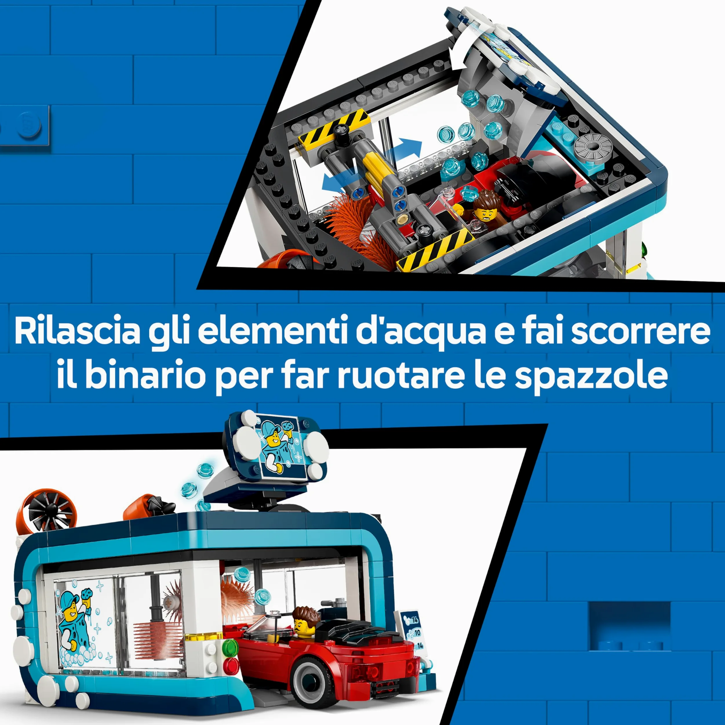 LEGO City Autolavaggio Drive-In Giocattolo - Include 2 Modellini di Auto, Funzione di Lavaggio e 4 Minifigure con Accessori - Idea Regalo di Compleanno per Bambini da 6 Anni in su - 60497